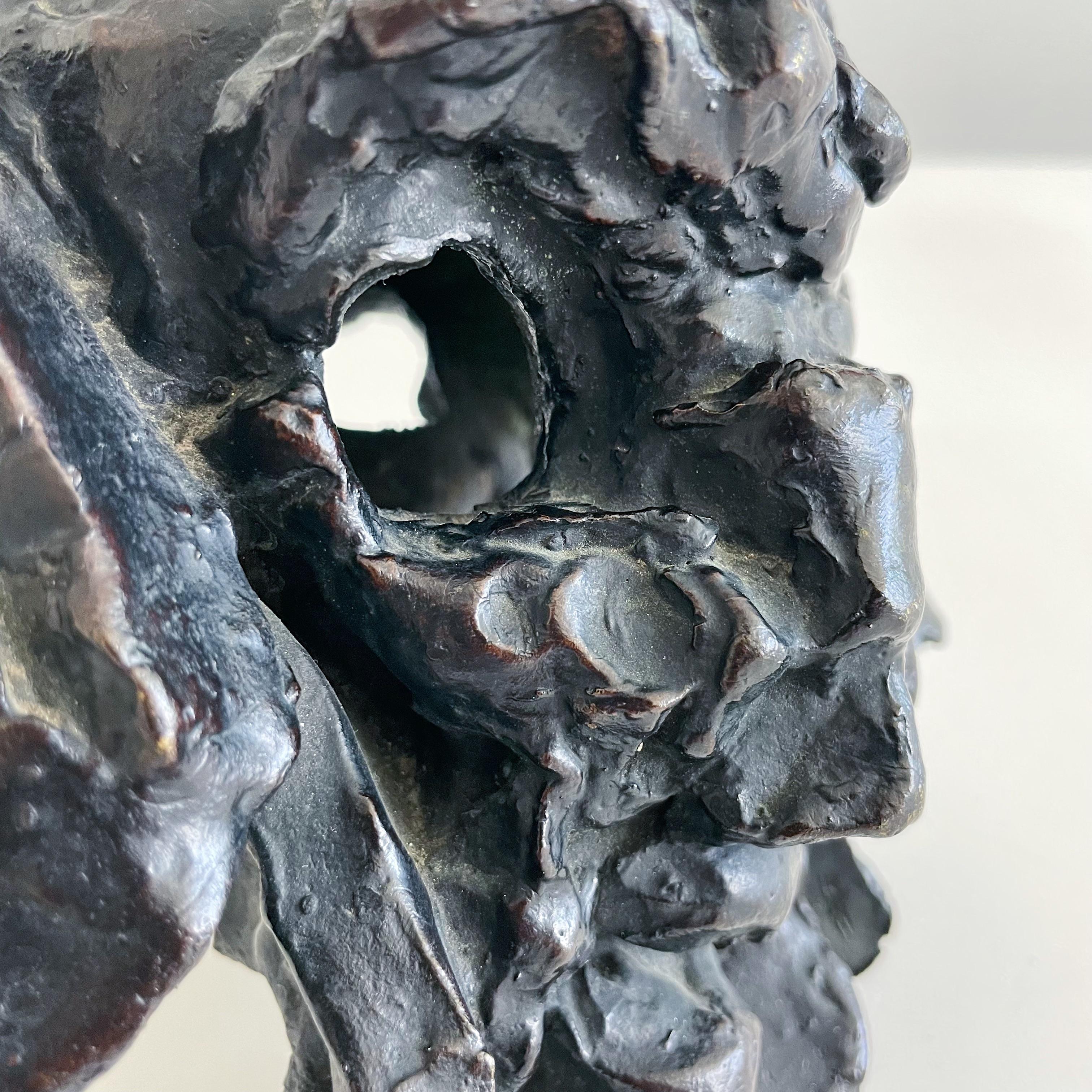 Metà XX secolo Scultura in bronzo con volto astratto di Jean Robert Ipousteguy, metà del secolo scorso in vendita