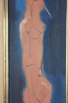 Midcentury Abstract Figure Oil Painting by Sterling Boyd Strauser