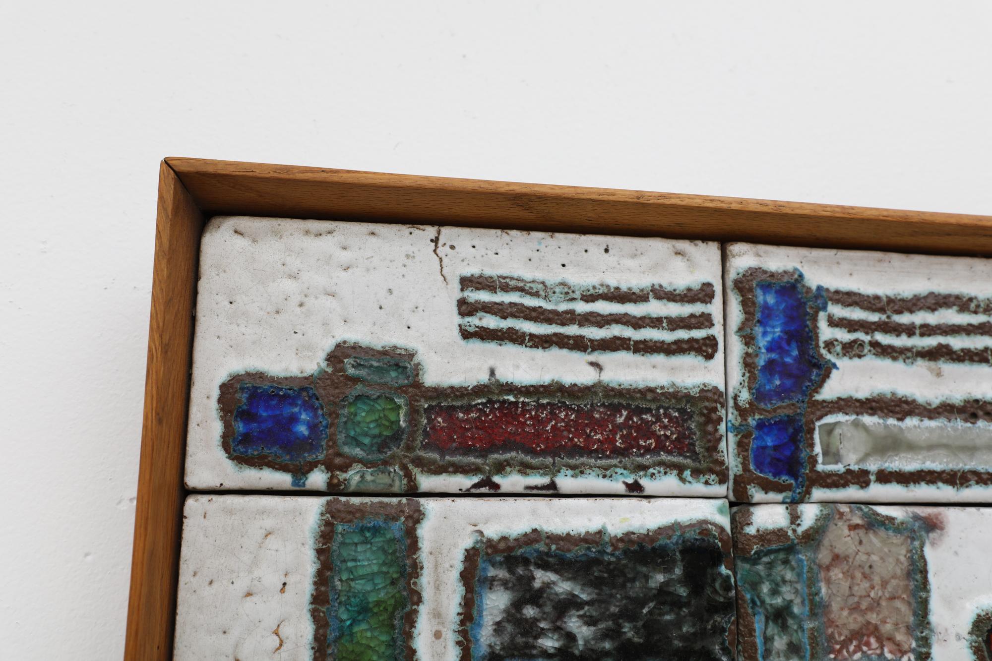 Mid-Century, Abstract, Geometric Glazed, Ceramic Framed Art In Good Condition In Los Angeles, CA