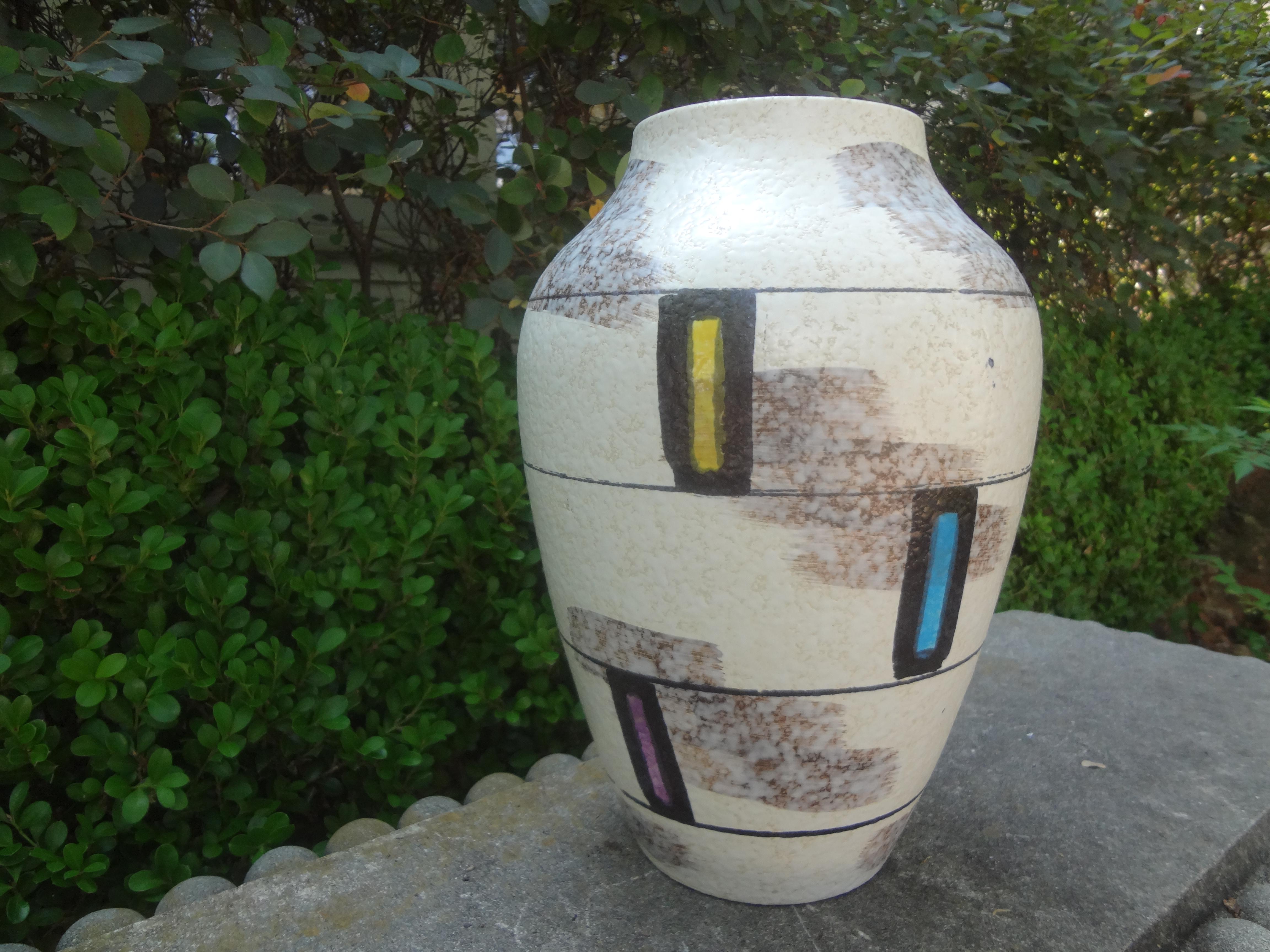 Midcentury Abstract Glazed Pottery Vase from West Germany For Sale 5