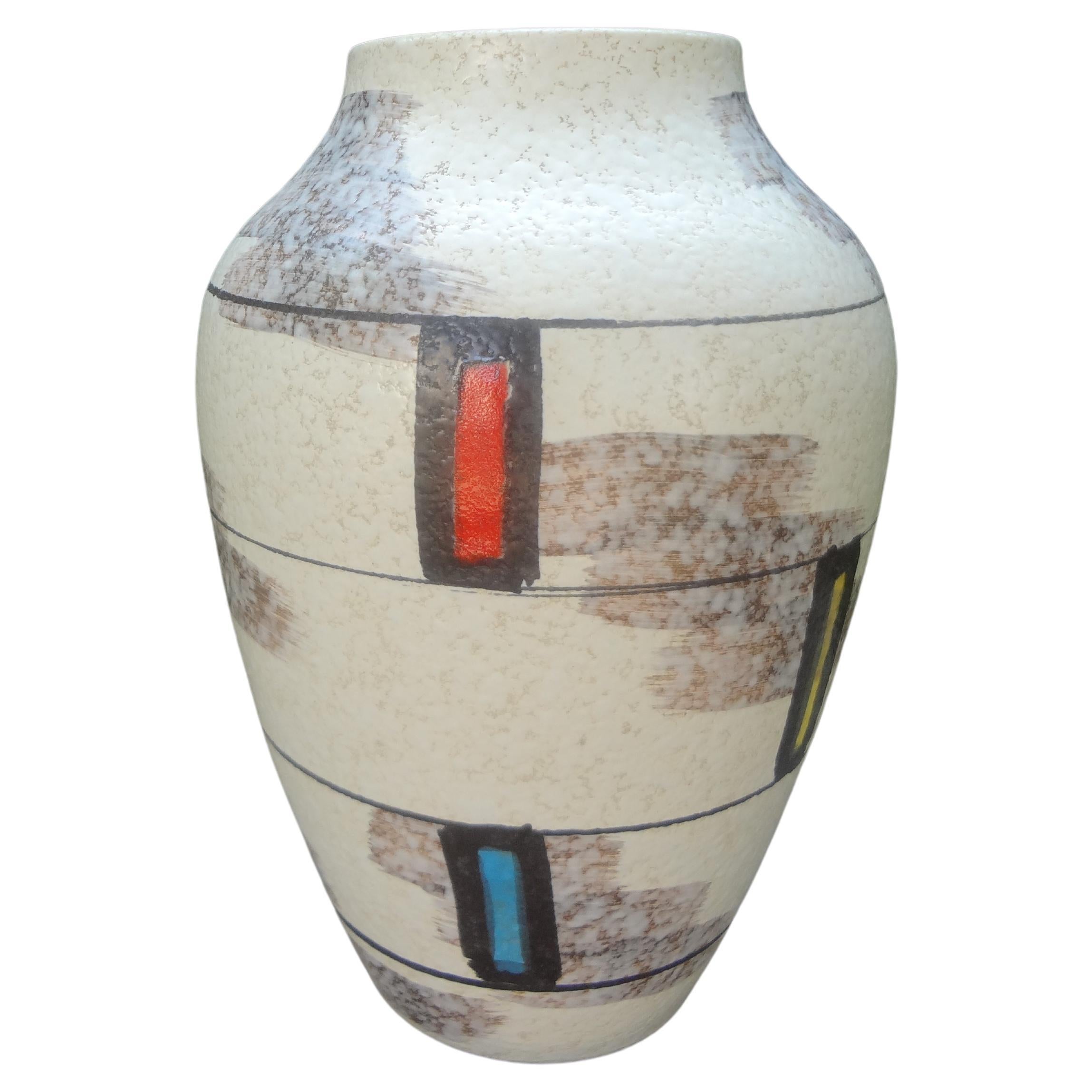 Mid-Century Modern Midcentury Abstract Glazed Pottery Vase from West Germany For Sale