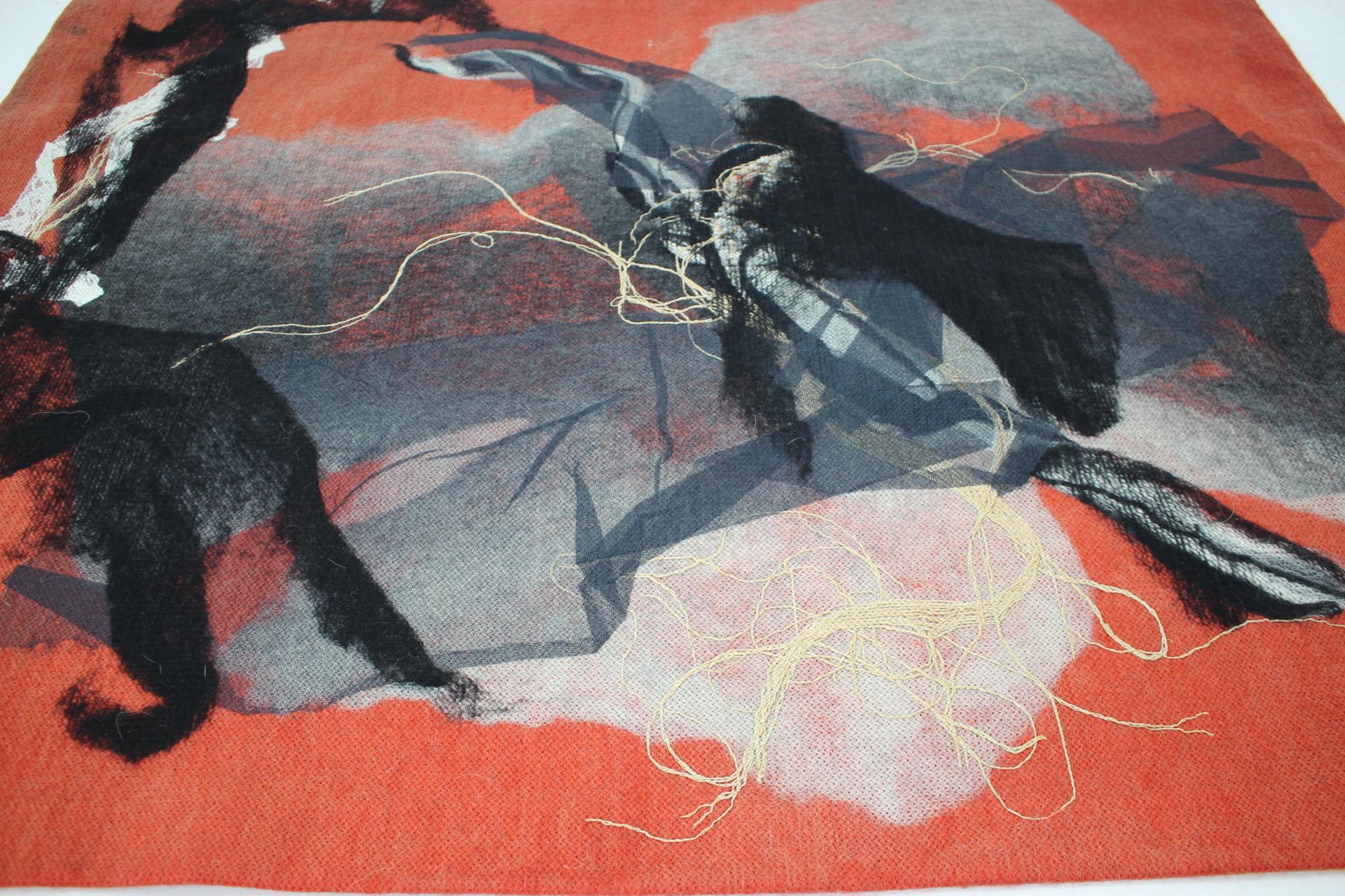 Mid-Century Modern Midcentury Abstract Handmade Wool Tapestry by Josef Treuchel, 1970s