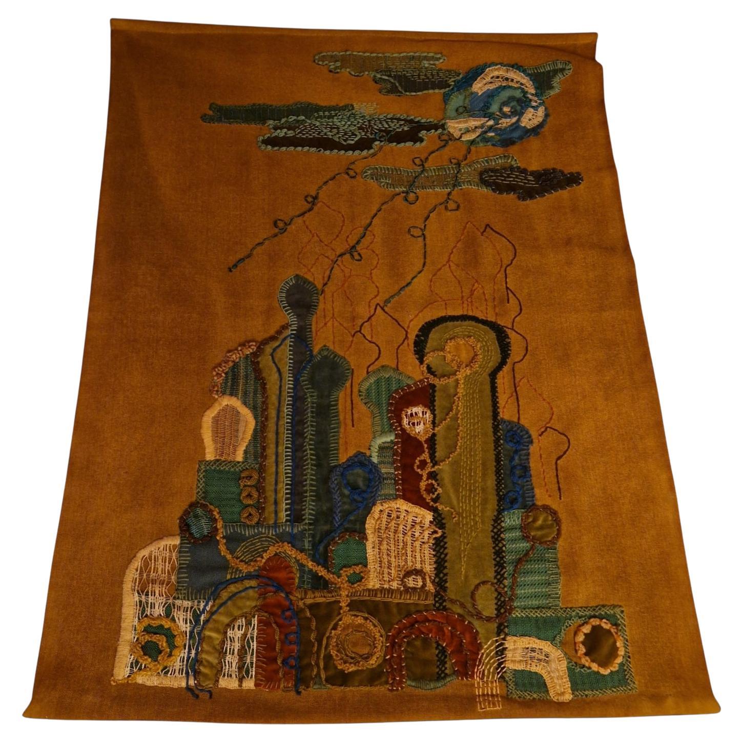 Mid century abstract handcrafted wall hanging, Turkey 1960s