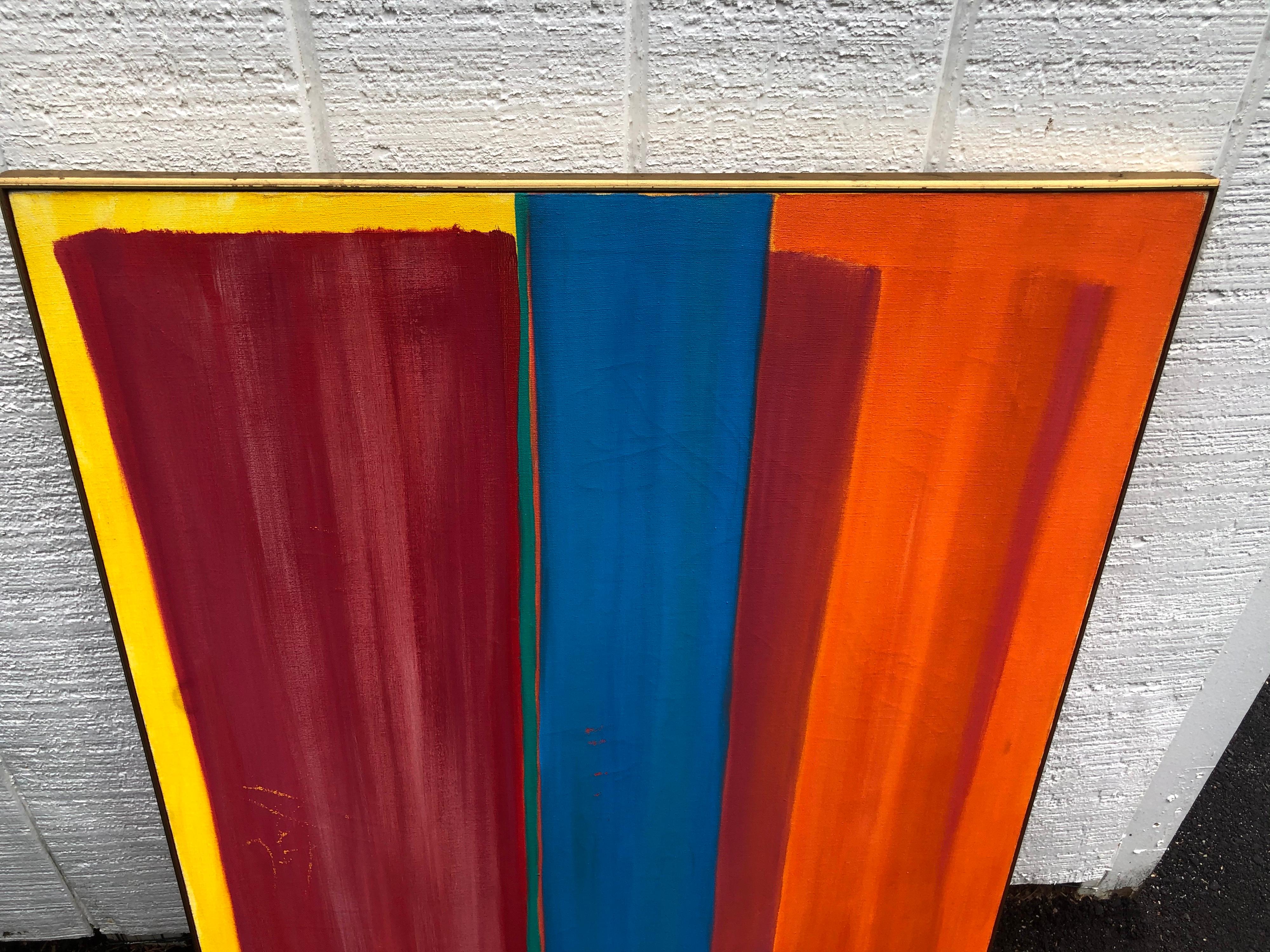 Mid Century Abstract in Primary Colors In Good Condition For Sale In Redding, CT