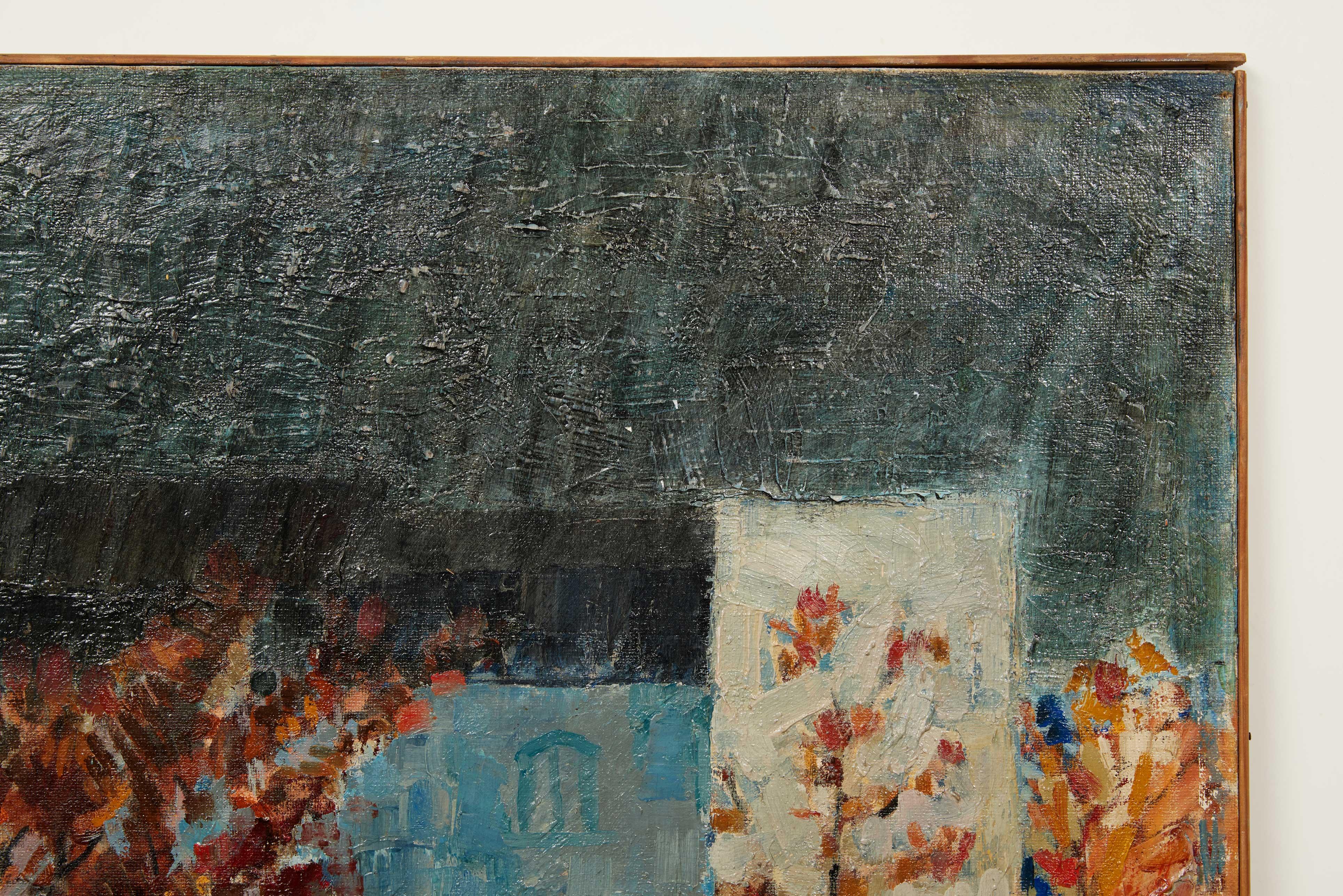 Mid Century Modern Abstract Landscape Painting by Gartier, France In Good Condition For Sale In Santa Monica, CA