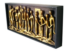 Midcentury Abstract "Lovers" Figural Wall Relief Sculpture, circa 1960