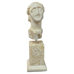 Mid Century Abstract Marble Bust On Stand