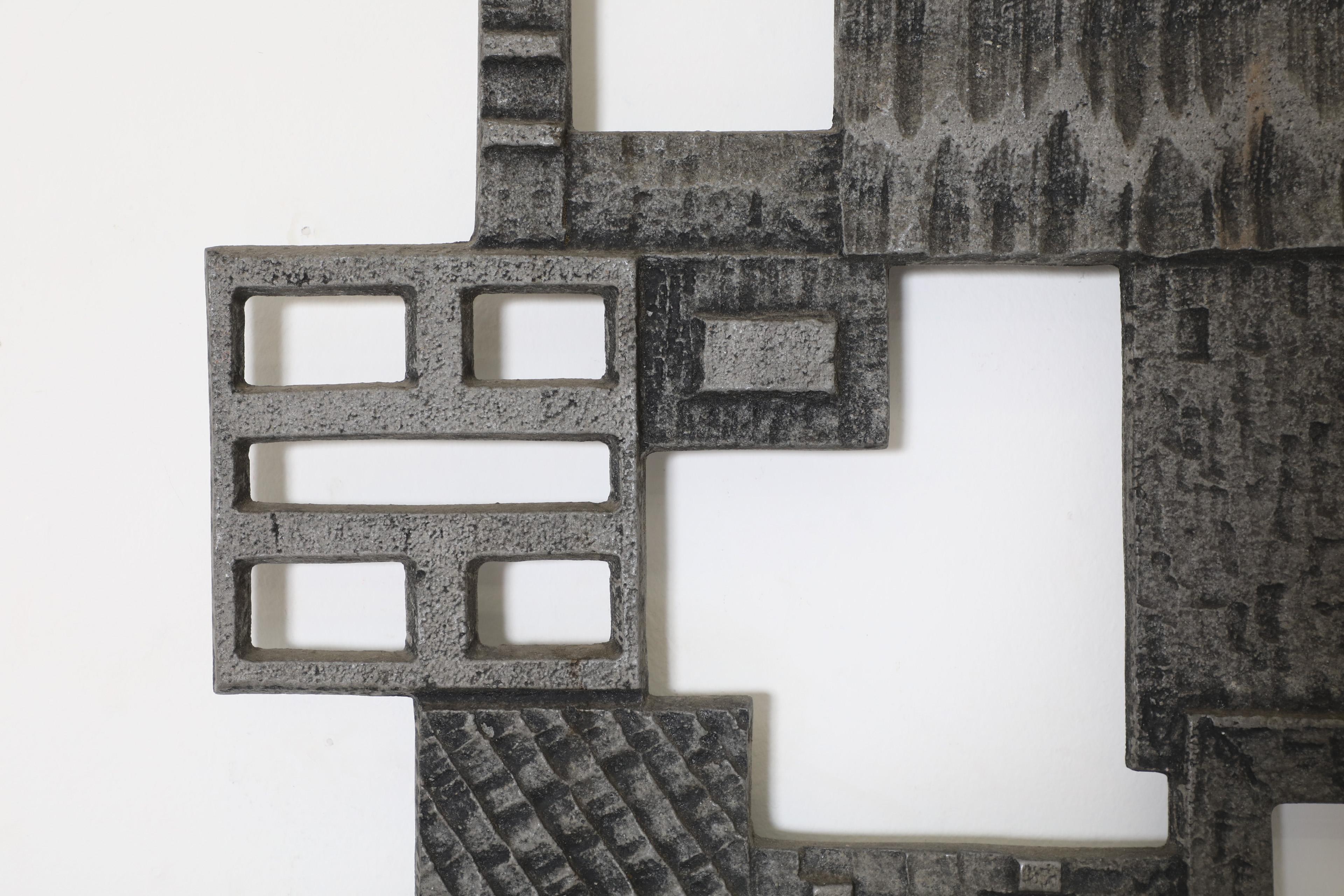 Mid-Century Abstract Metal Brutalist Door Panel, Raw, Geometric, and Carved For Sale 5