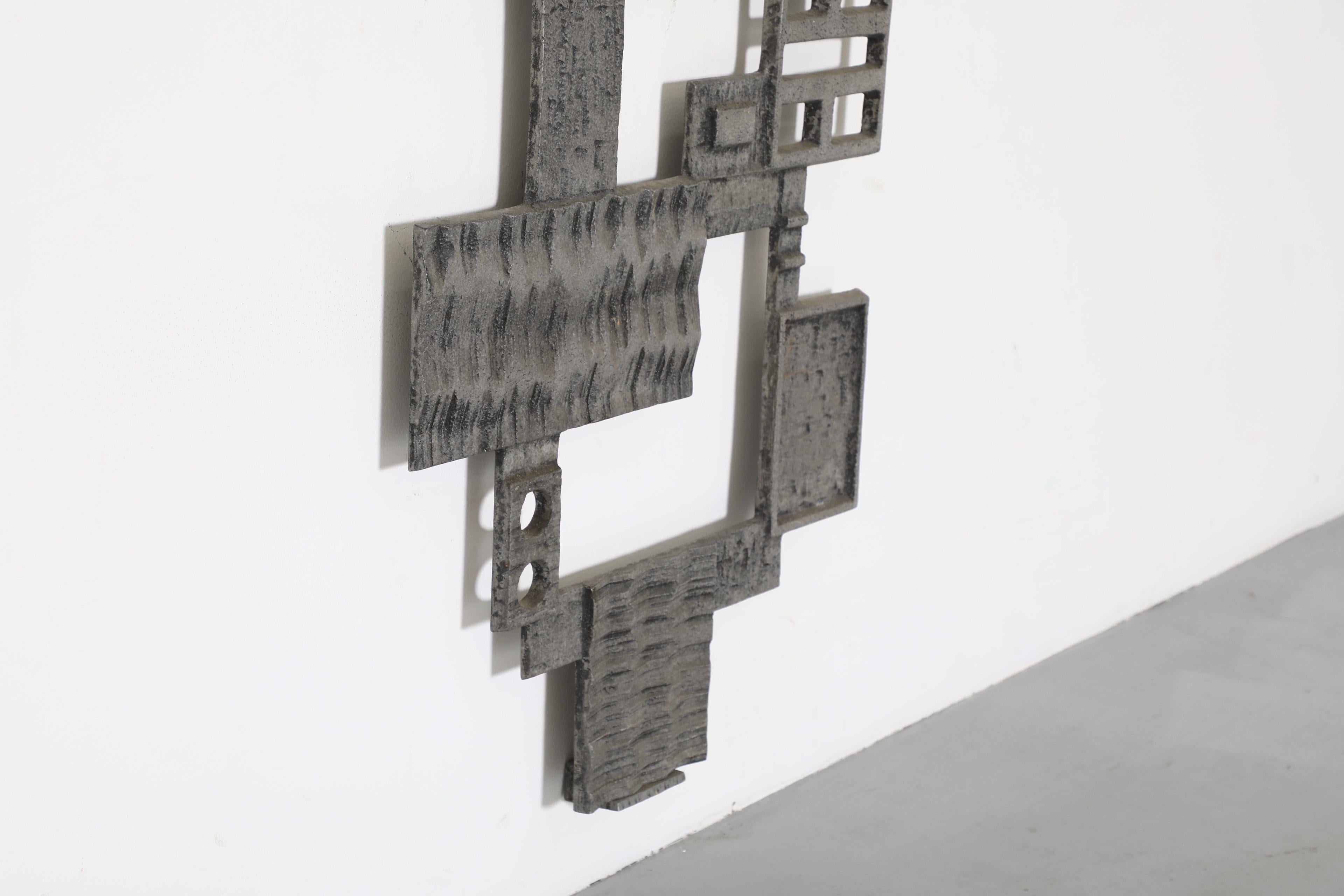 Mid-Century Abstract Metal Brutalist Door Panel, Raw, Geometric, and Carved For Sale 1