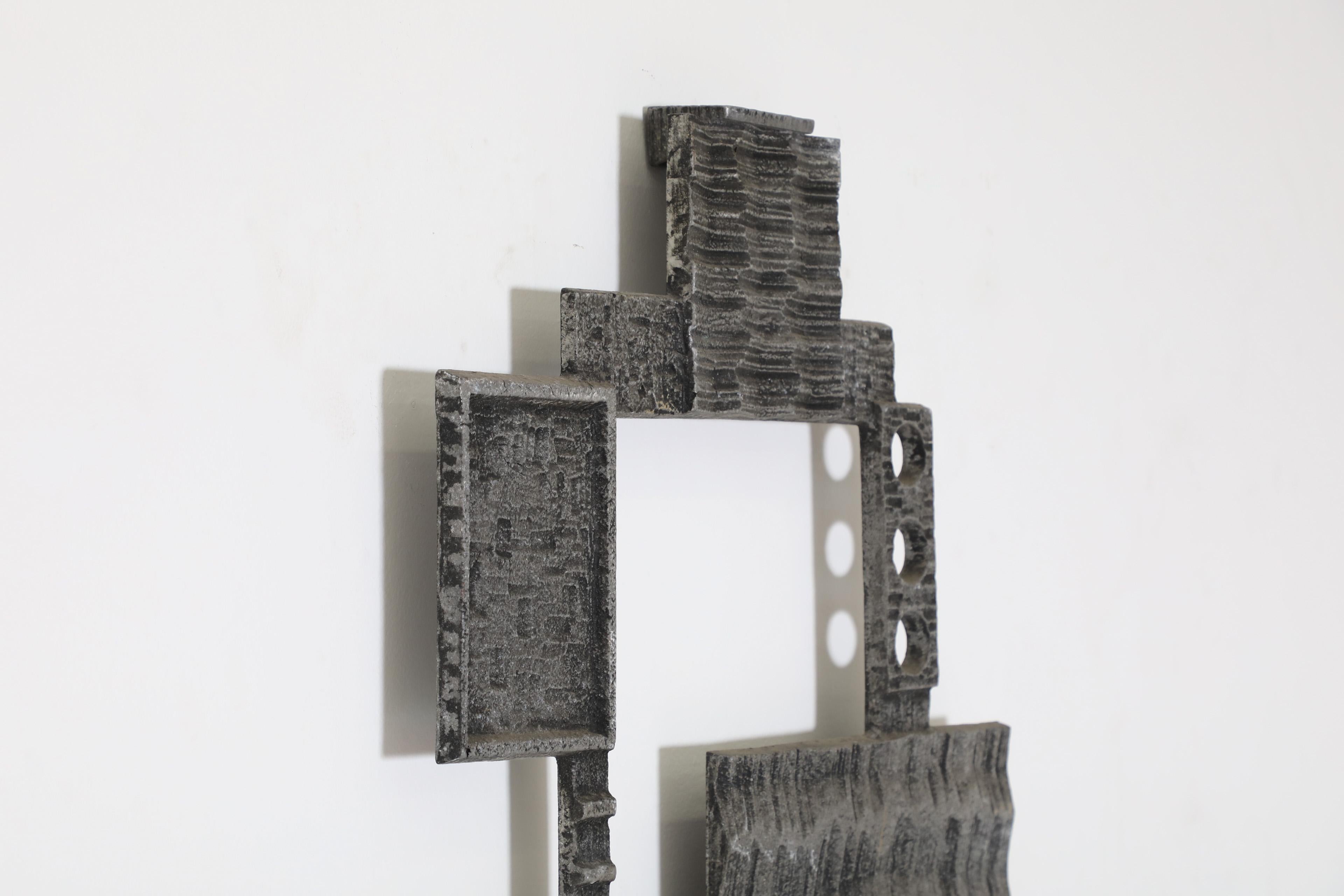 Mid-Century Abstract Metal Brutalist Door Panel, Raw, Geometric, and Carved For Sale 3