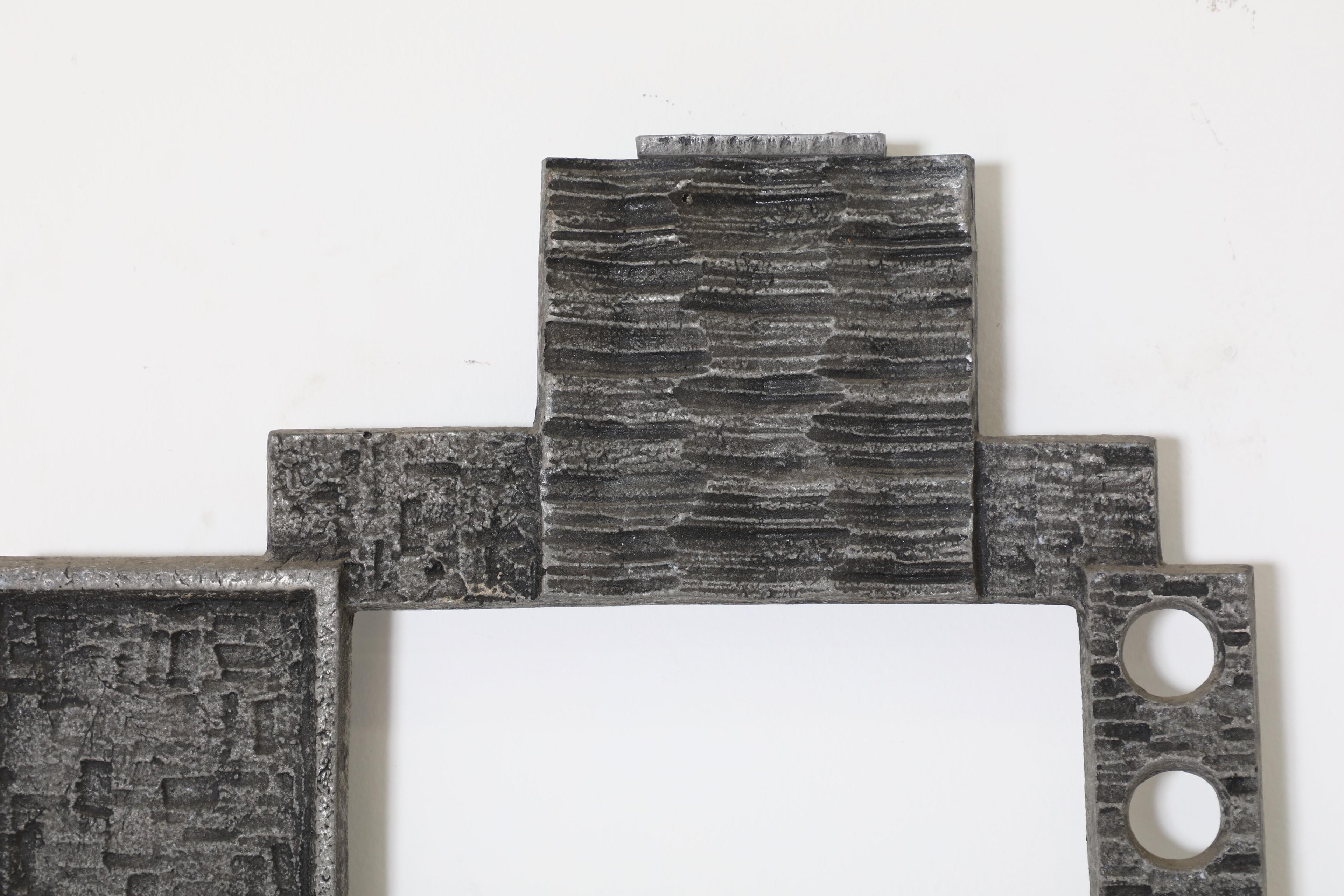 Mid-Century Abstract Metal Brutalist Door Panel, Raw, Geometric, and Carved For Sale 4