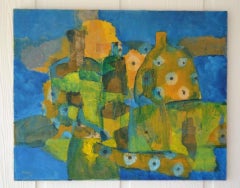 Midcentury Abstract Mixed-Media on Canvas