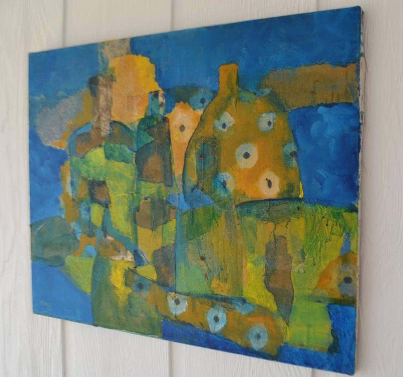 Midcentury Abstract Mixed-Media on Canvas In Good Condition For Sale In West Palm Beach, FL