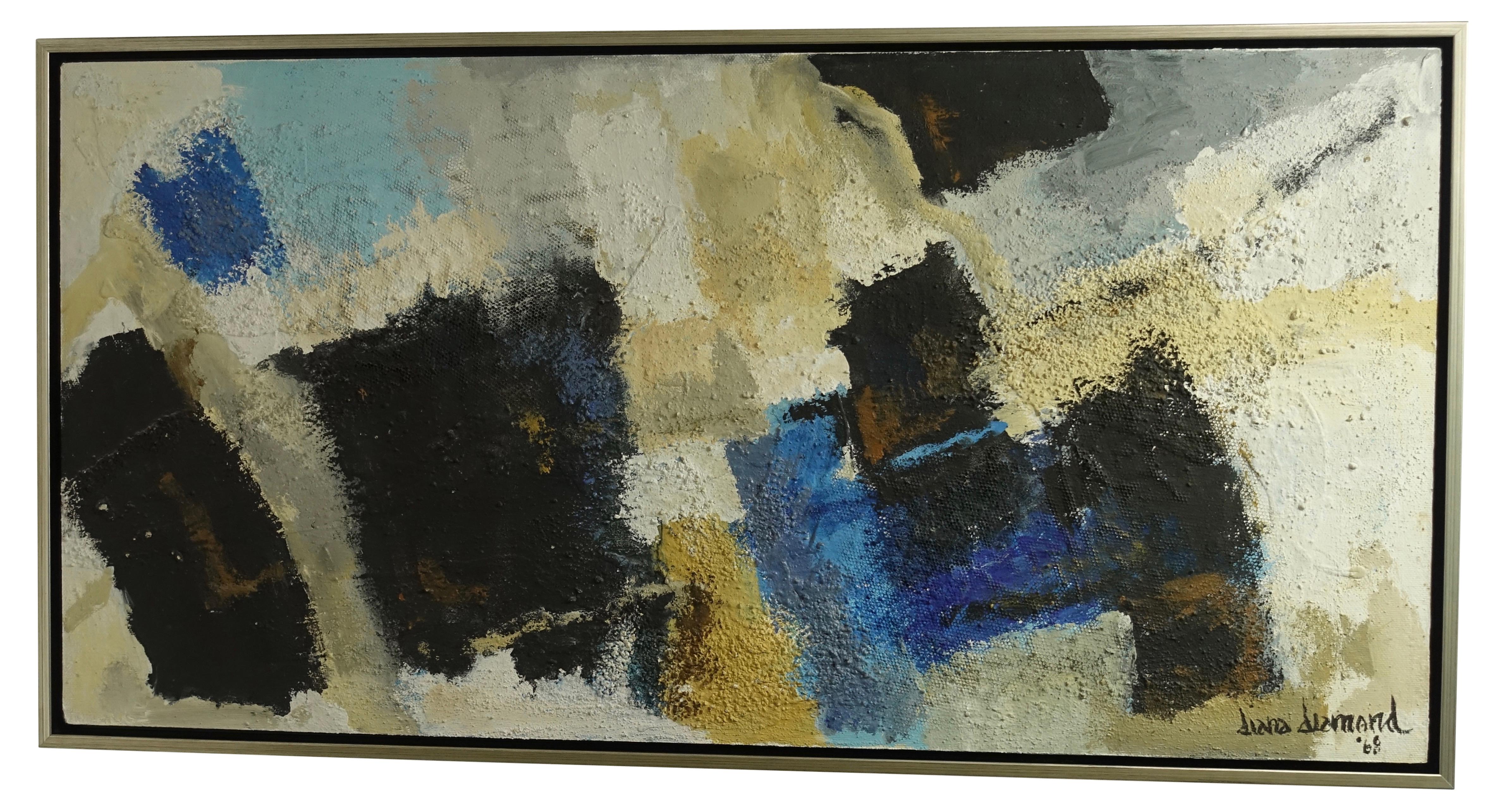 Hand-Painted Mid-Century Abstract Mixed-Media Painting by Diana Diamond, California, 1968 For Sale