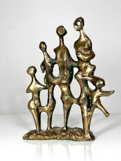 Mid Century Abstract Modern Brutalist Bronze Sculpture by Pamela Stump Walsh