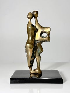 Mid Century Abstract Modern Brutalist Bronze Sculpture by Pamela Stump Walsh