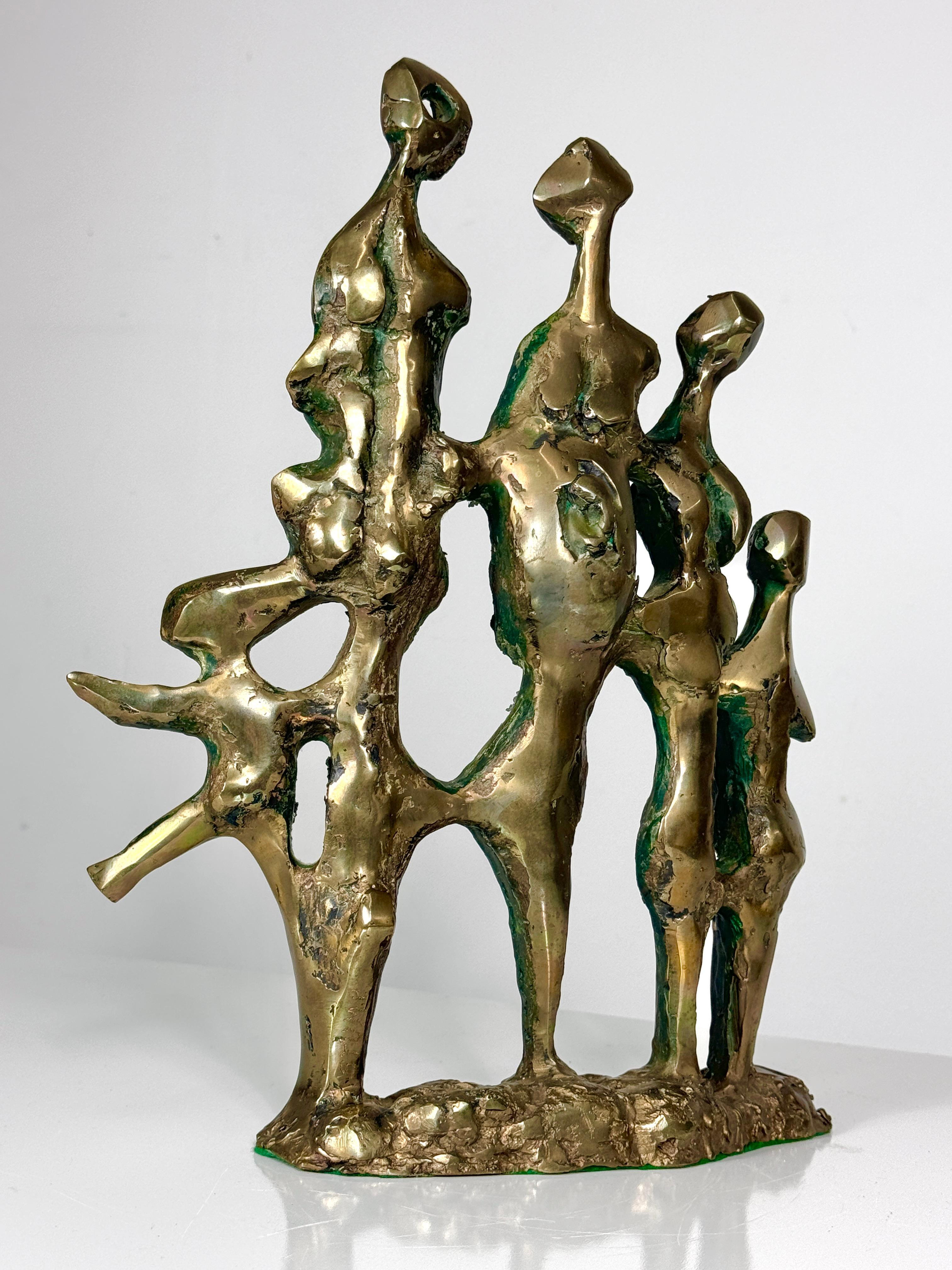 American Mid Century Abstract Modern Brutalist Bronze Sculpture by Pamela Stump Walsh For Sale