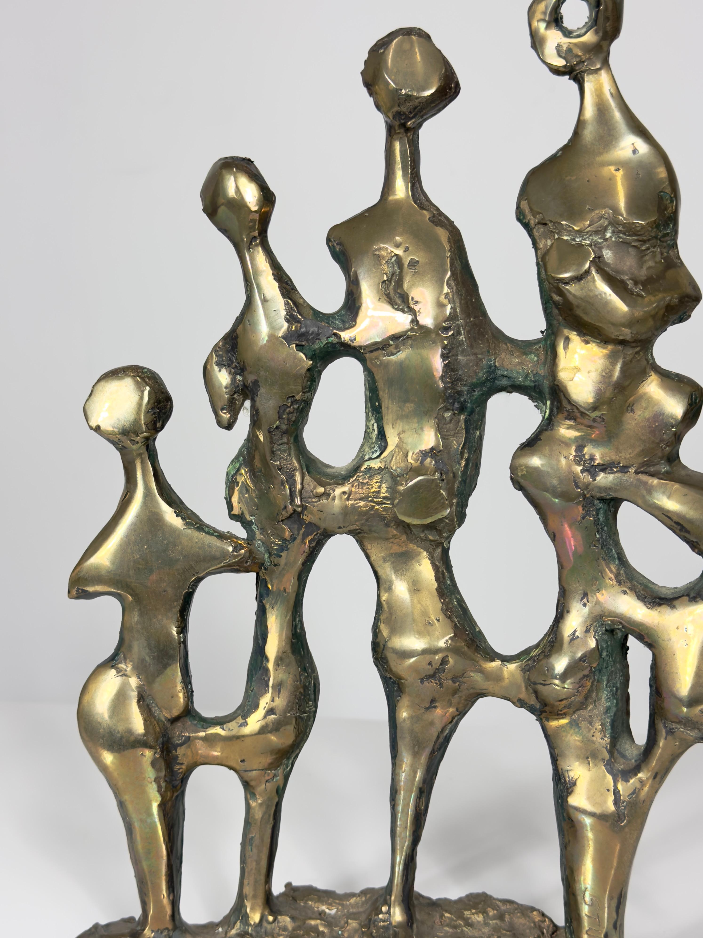 Mid Century Abstract Modern Brutalist Bronze Sculpture by Pamela Stump Walsh In Good Condition For Sale In Troy, MI