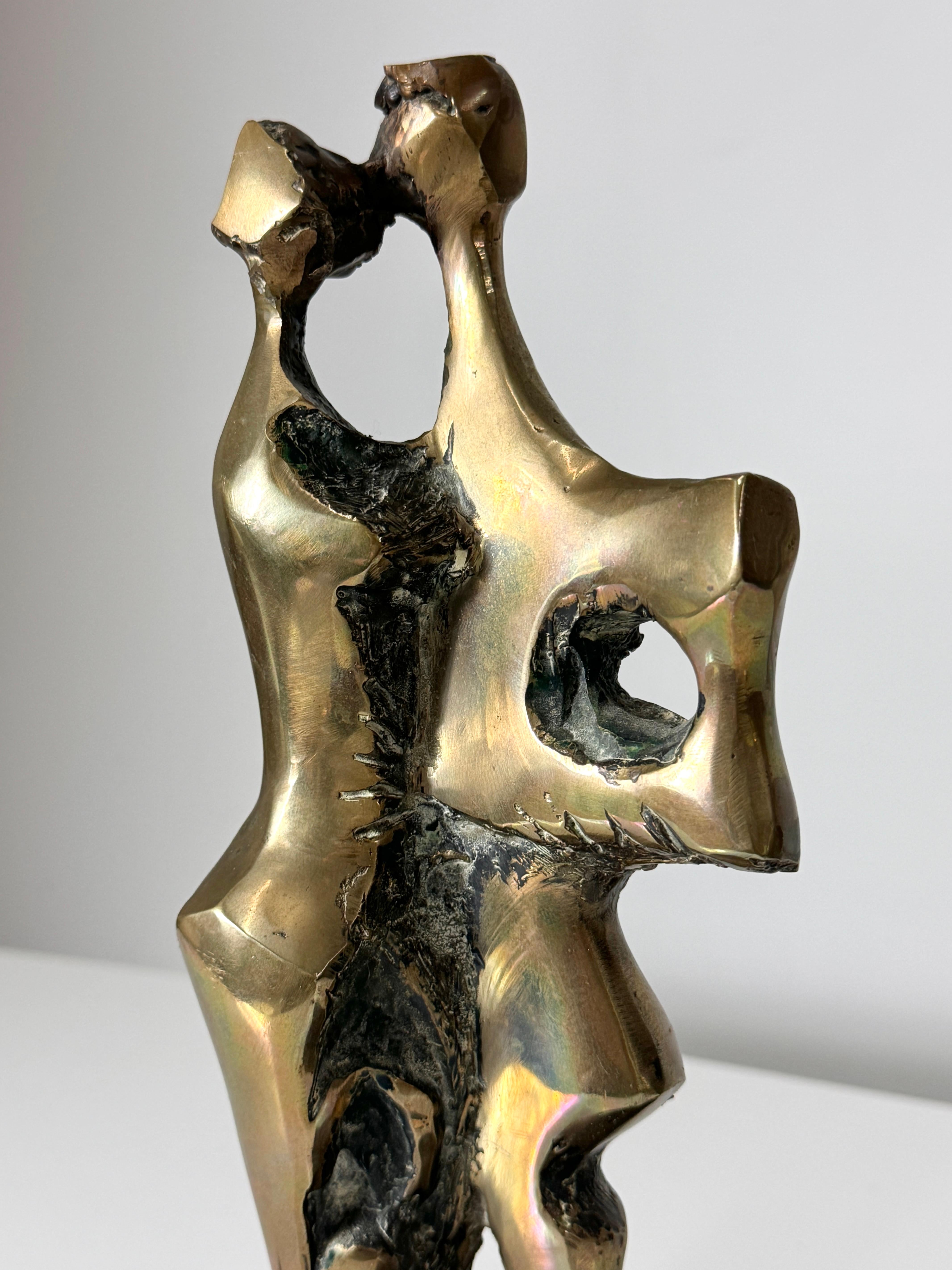 Mid Century Abstract Modern Brutalist Bronze Sculpture by Pamela Stump Walsh In Good Condition In Troy, MI