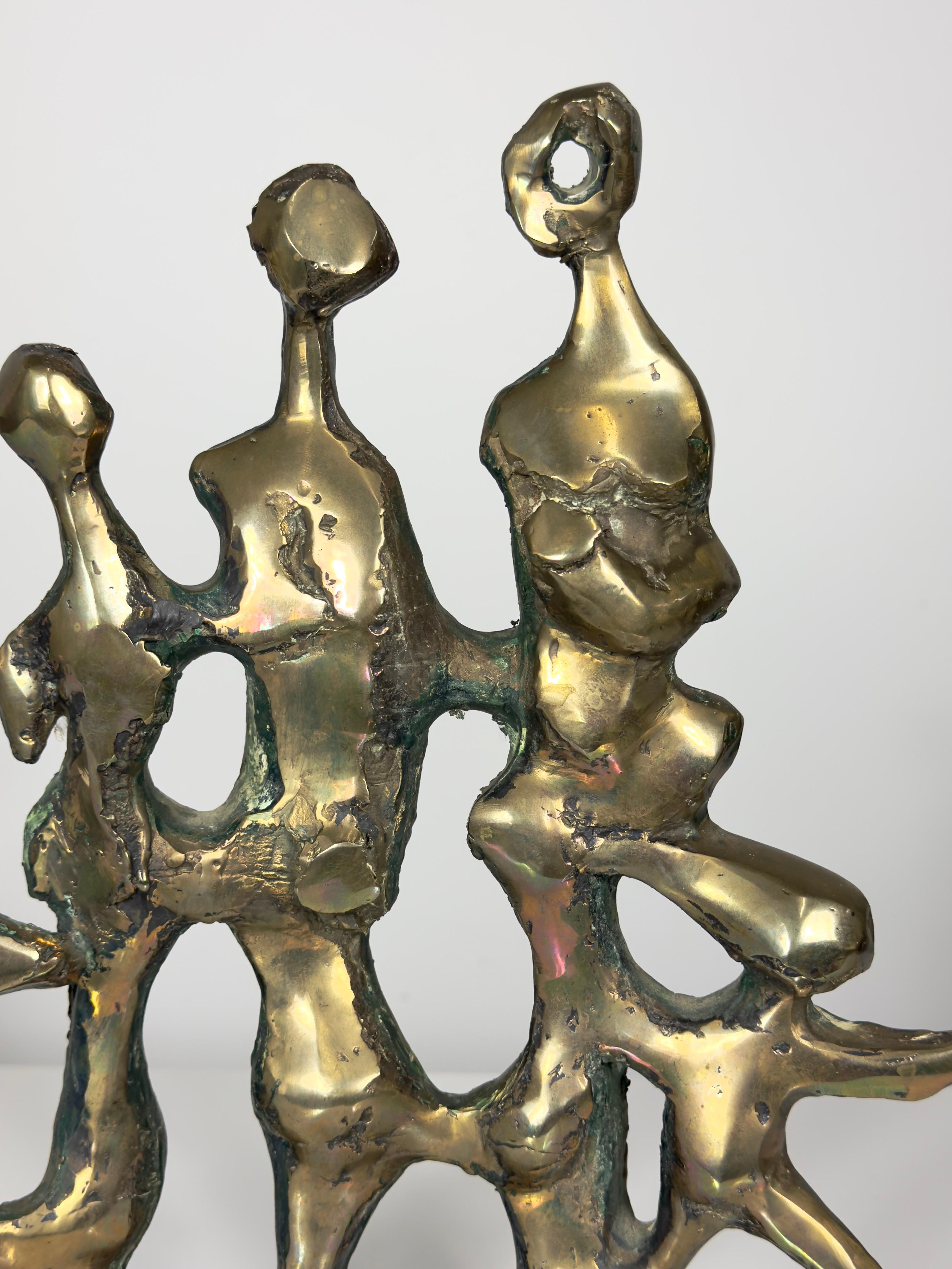 Mid-20th Century Mid Century Abstract Modern Brutalist Bronze Sculpture by Pamela Stump Walsh For Sale