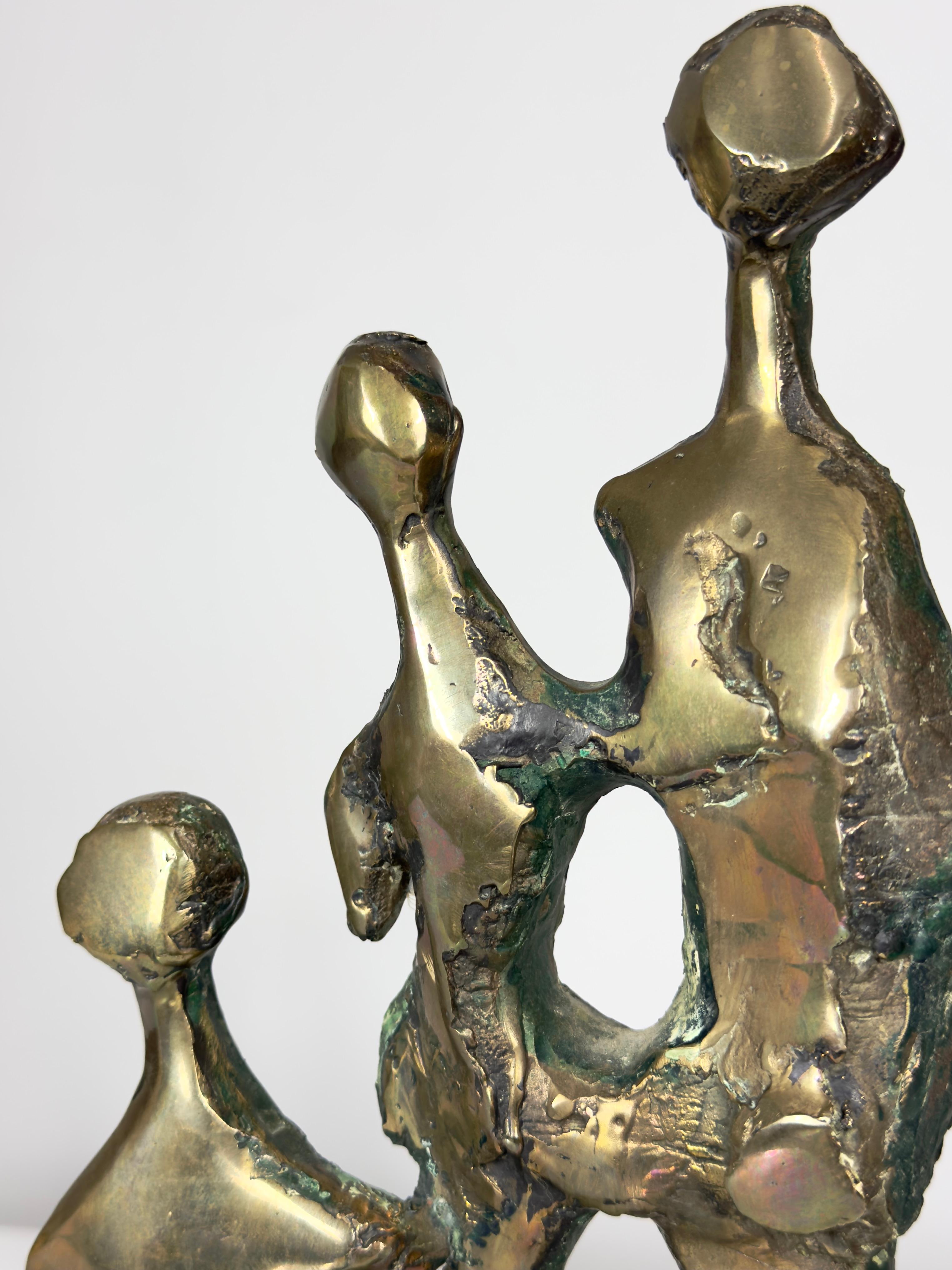 Mid Century Abstract Modern Brutalist Bronze Sculpture by Pamela Stump Walsh For Sale 1