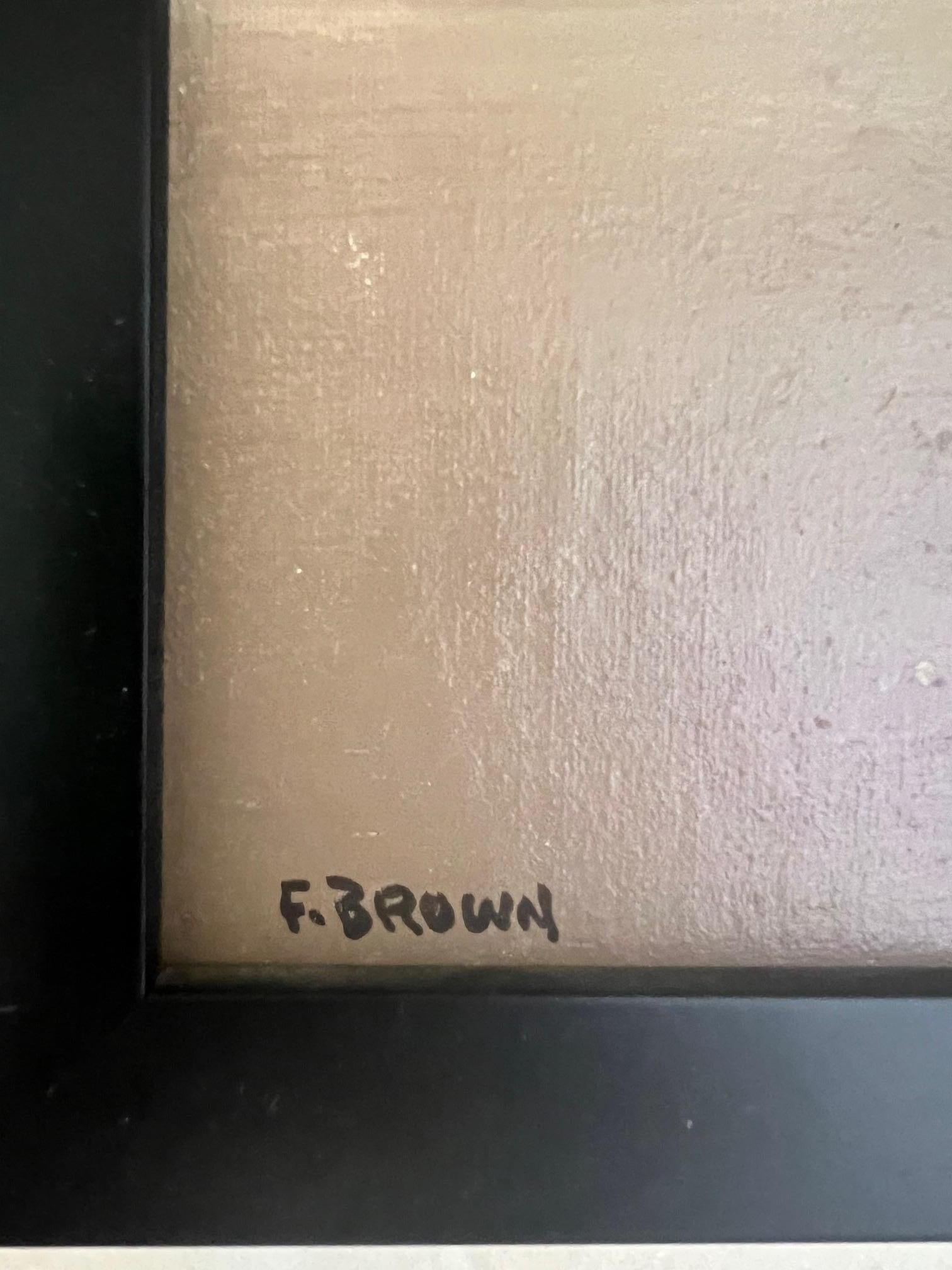 Abstraktes modernes Gemälde aus der Mitte des Jahrhunderts von F. Brown im Angebot 2
