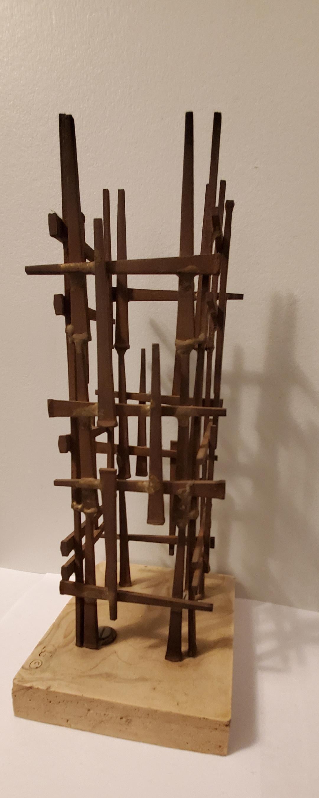 Mid Century Abstract Nail Sculpture by Artist Dave Grossman Titled 