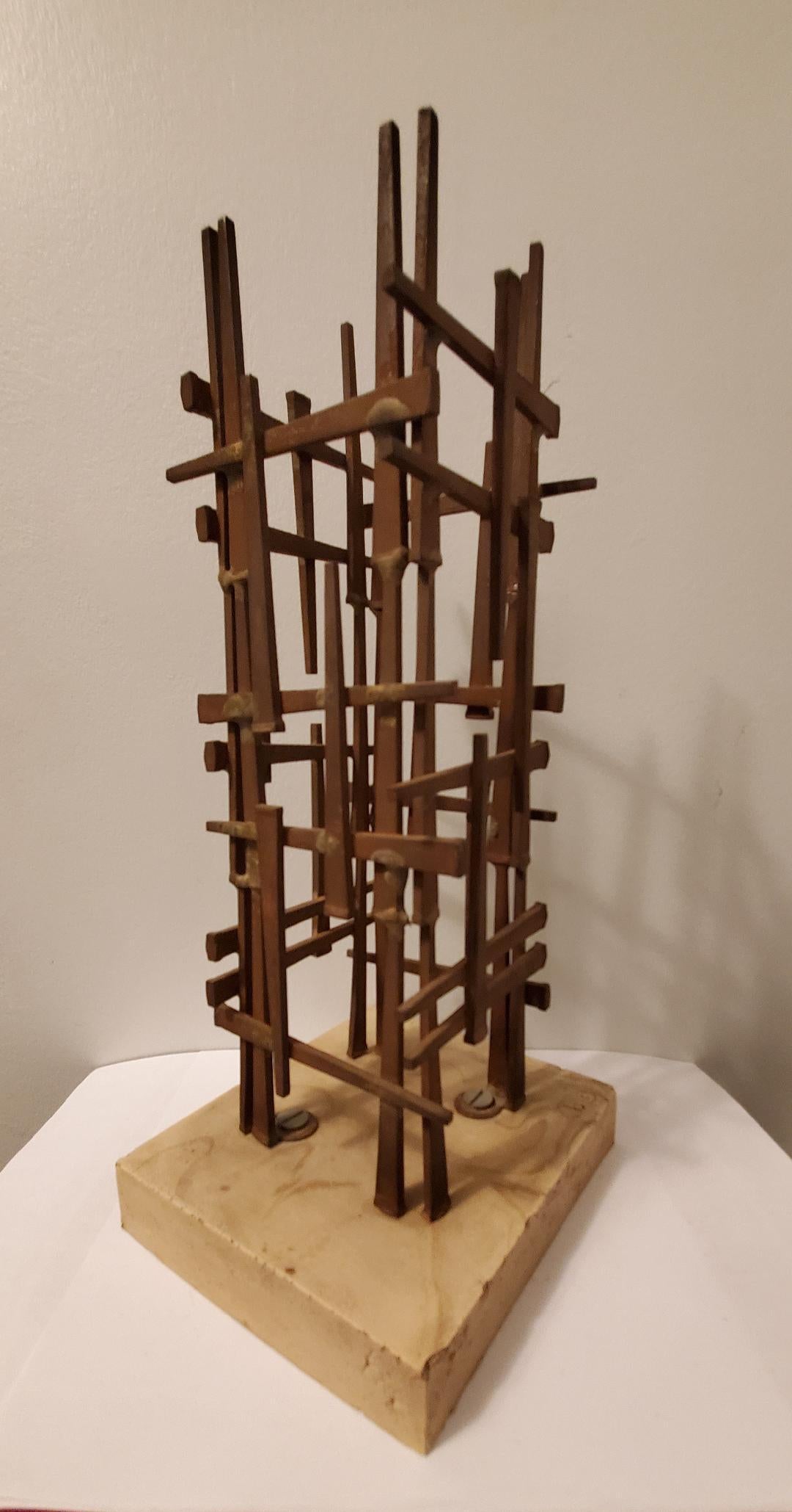 Mid Century Abstract Nail Sculpture by Artist Dave Grossman Titled 