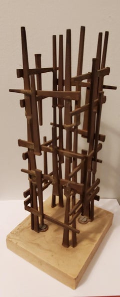 Mid Century Abstract Nail Sculpture by Artist Dave Grossman Titled "SKYSCRAPER"
