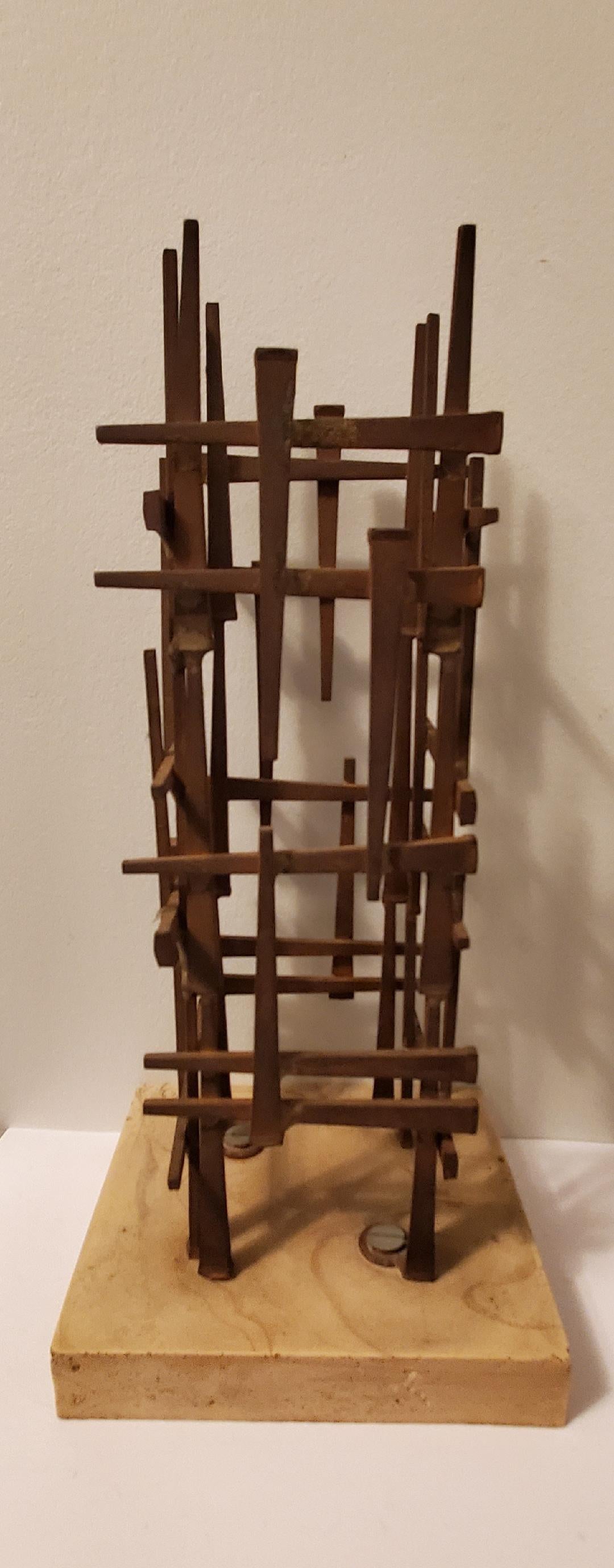 Metal Mid Century Abstract Nail Sculpture by Artist Dave Grossman Titled 