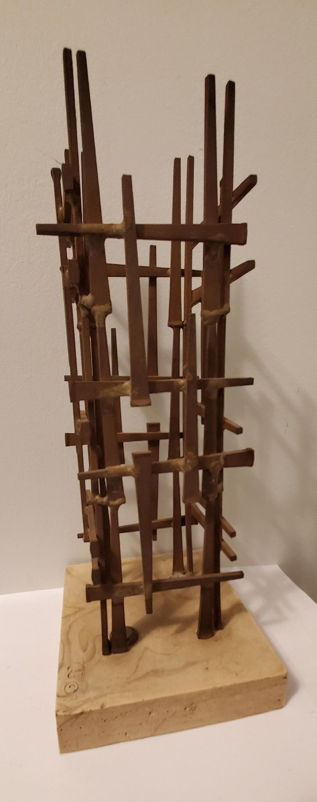 Mid Century Abstract Nail Sculpture by Artist Dave Grossman Titled 