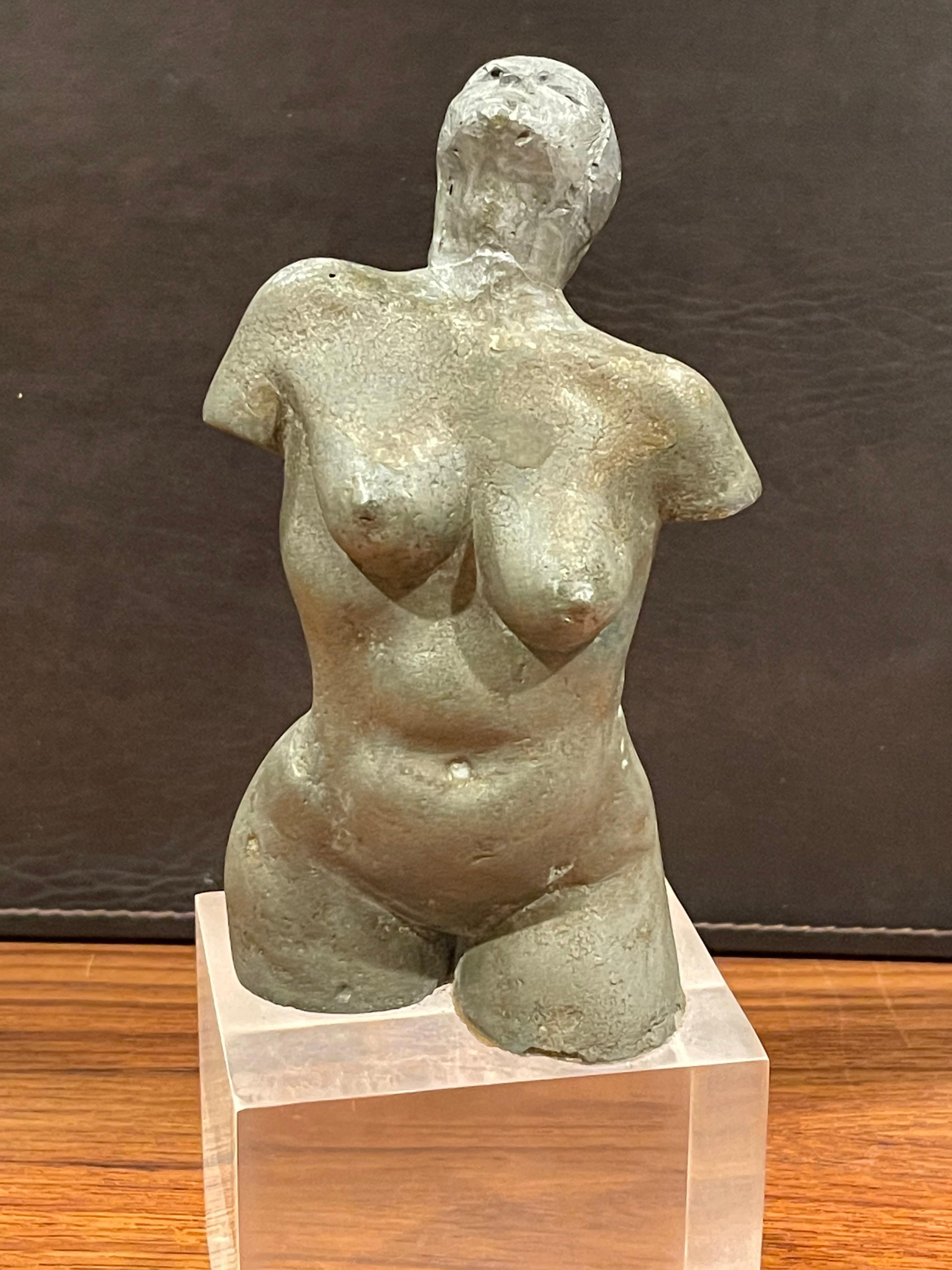 Mid-Century Abstract Nude Sculpture on Lucite Base by Ken Vares 3