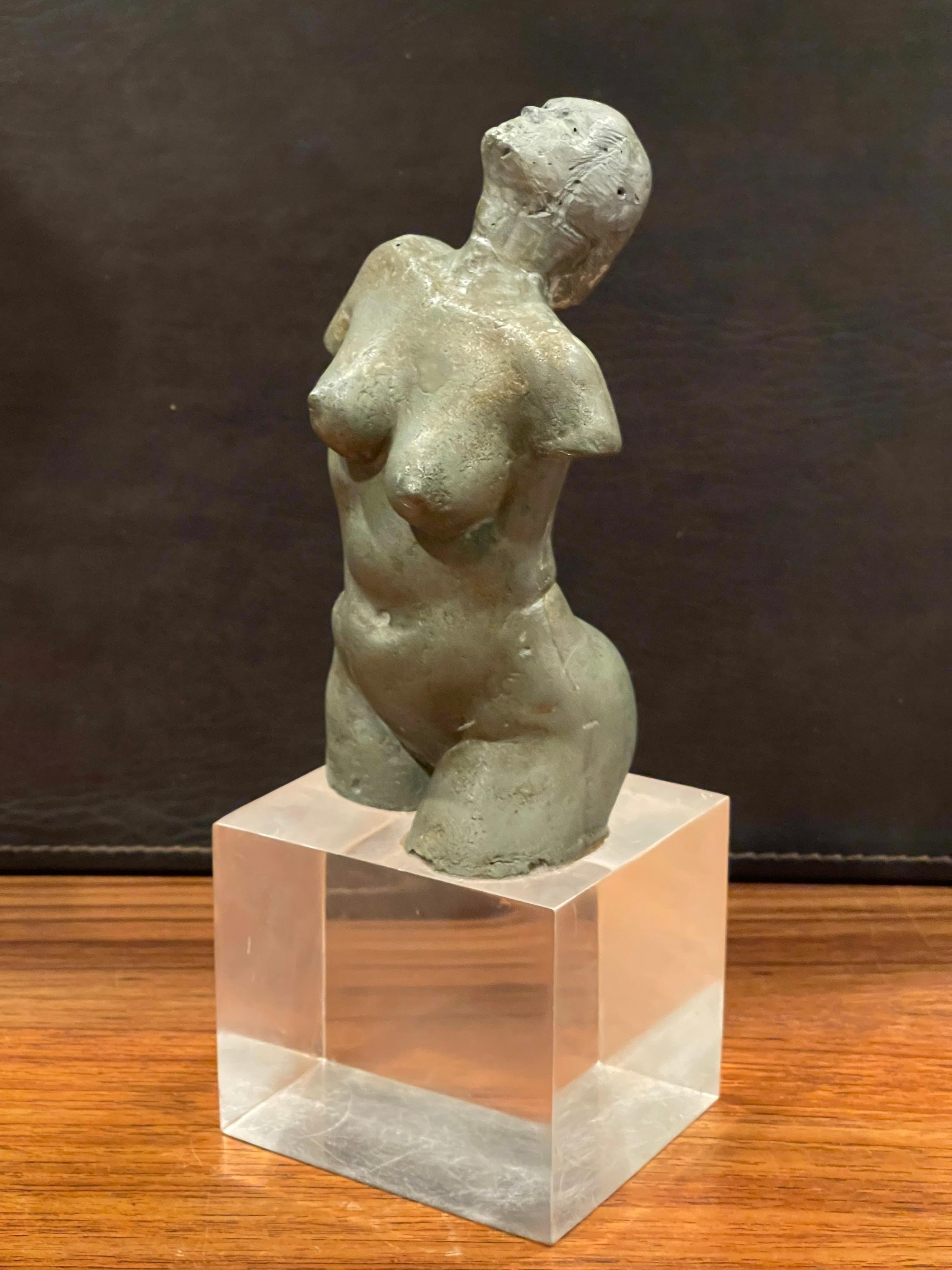 Mid-Century Modern Mid-Century Abstract Nude Sculpture on Lucite Base by Ken Vares
