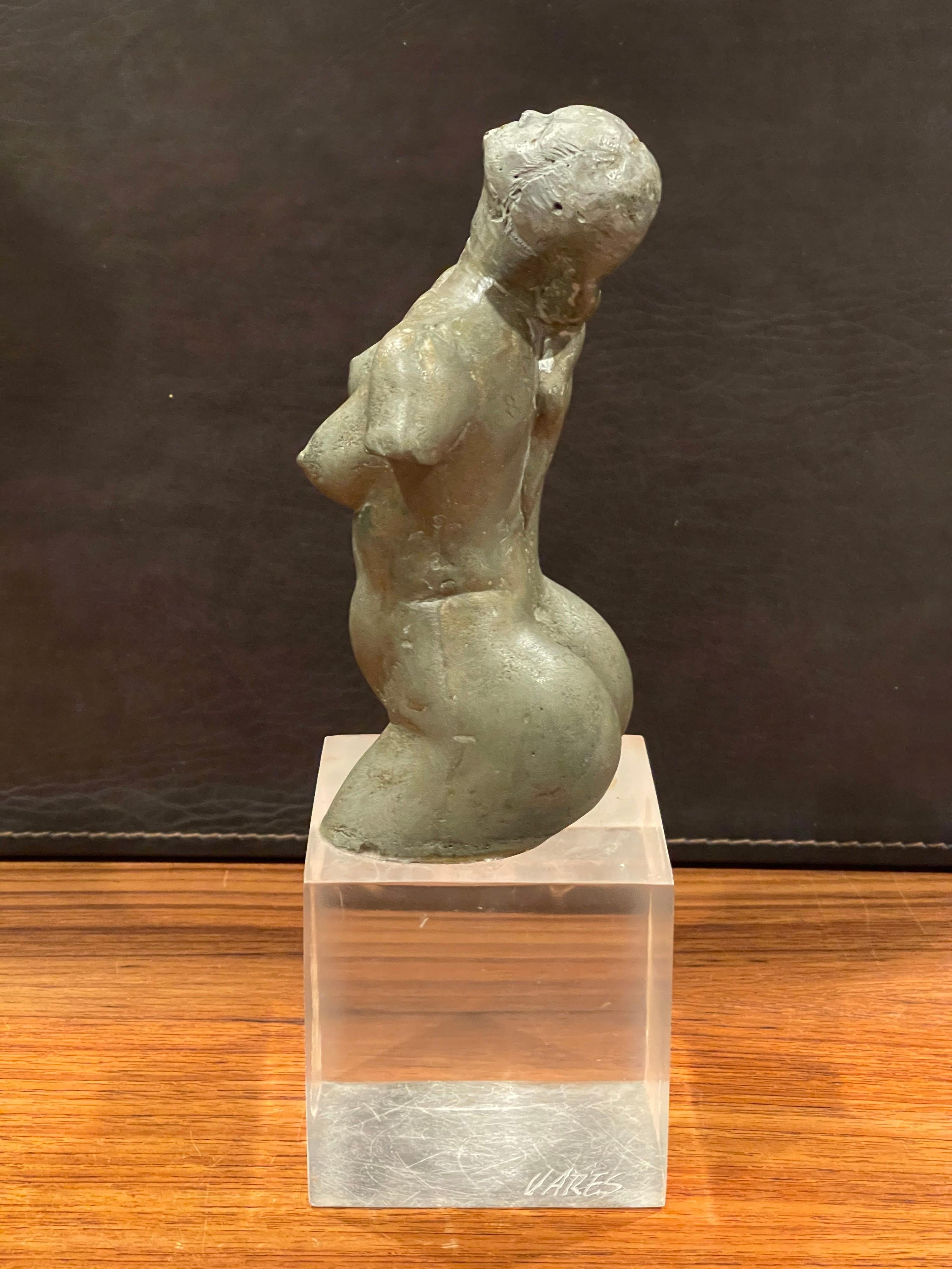 American Mid-Century Abstract Nude Sculpture on Lucite Base by Ken Vares