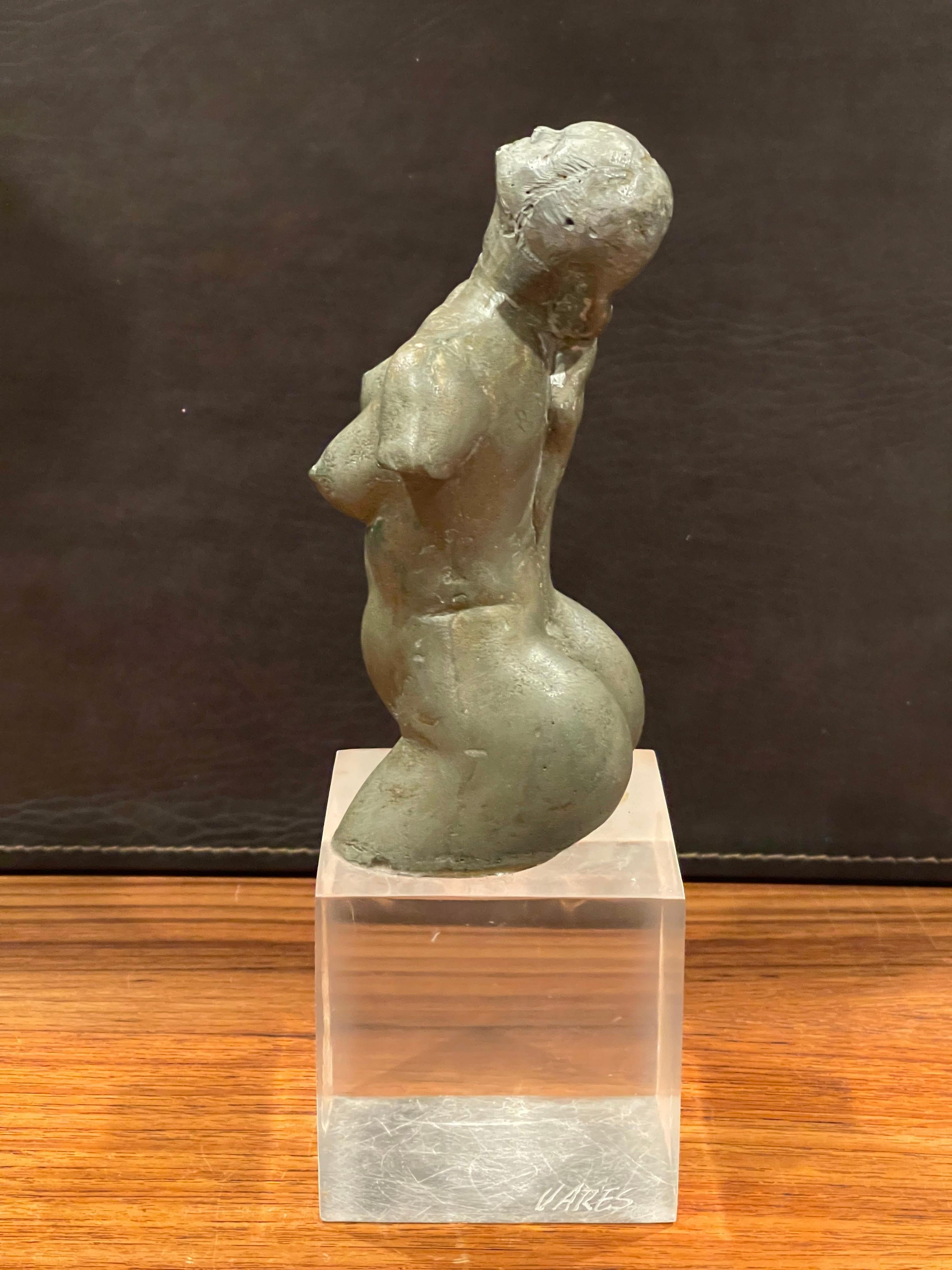 Mid-Century Abstract Nude Sculpture on Lucite Base by Ken Vares In Good Condition In San Diego, CA