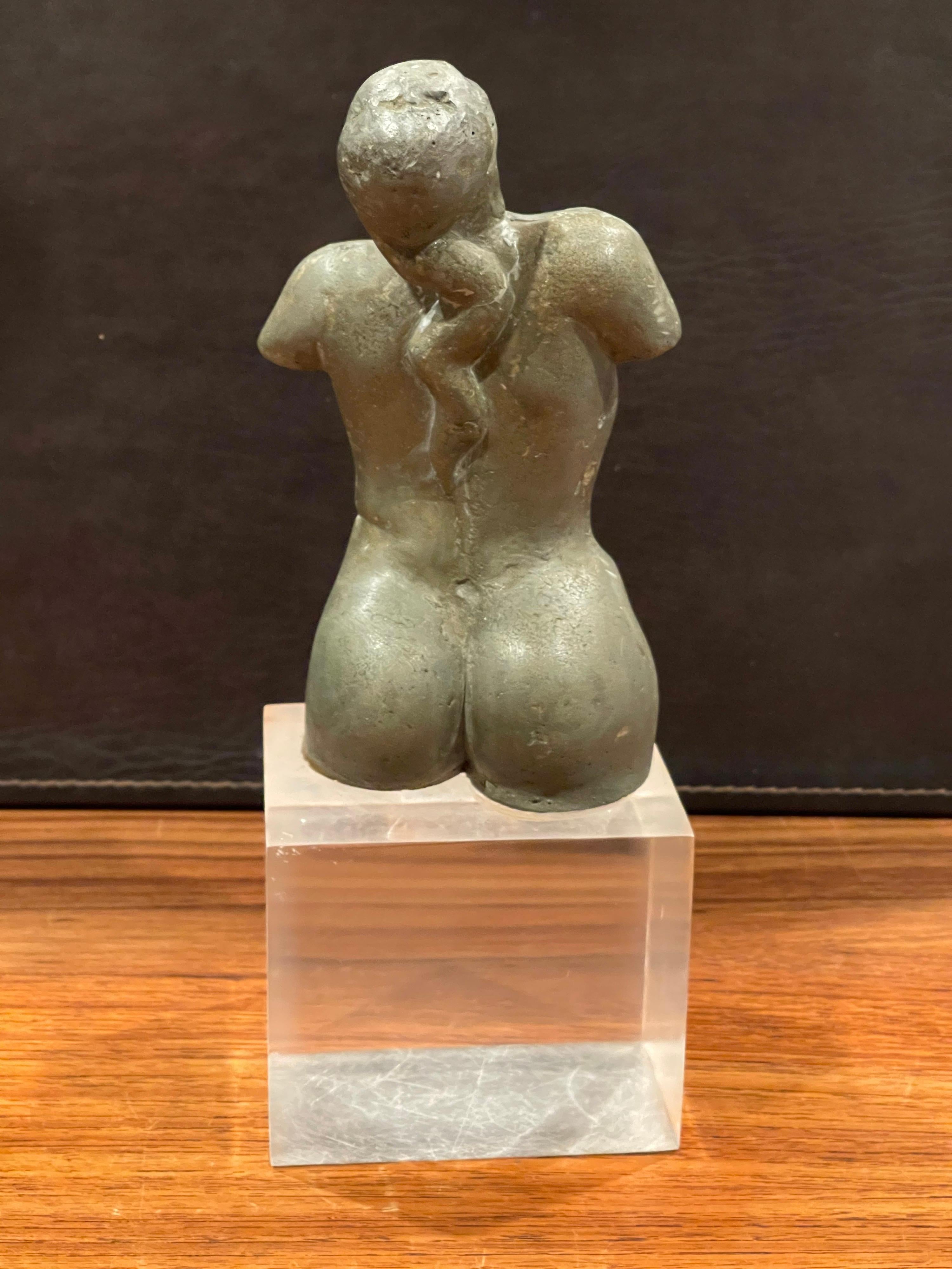 20th Century Mid-Century Abstract Nude Sculpture on Lucite Base by Ken Vares
