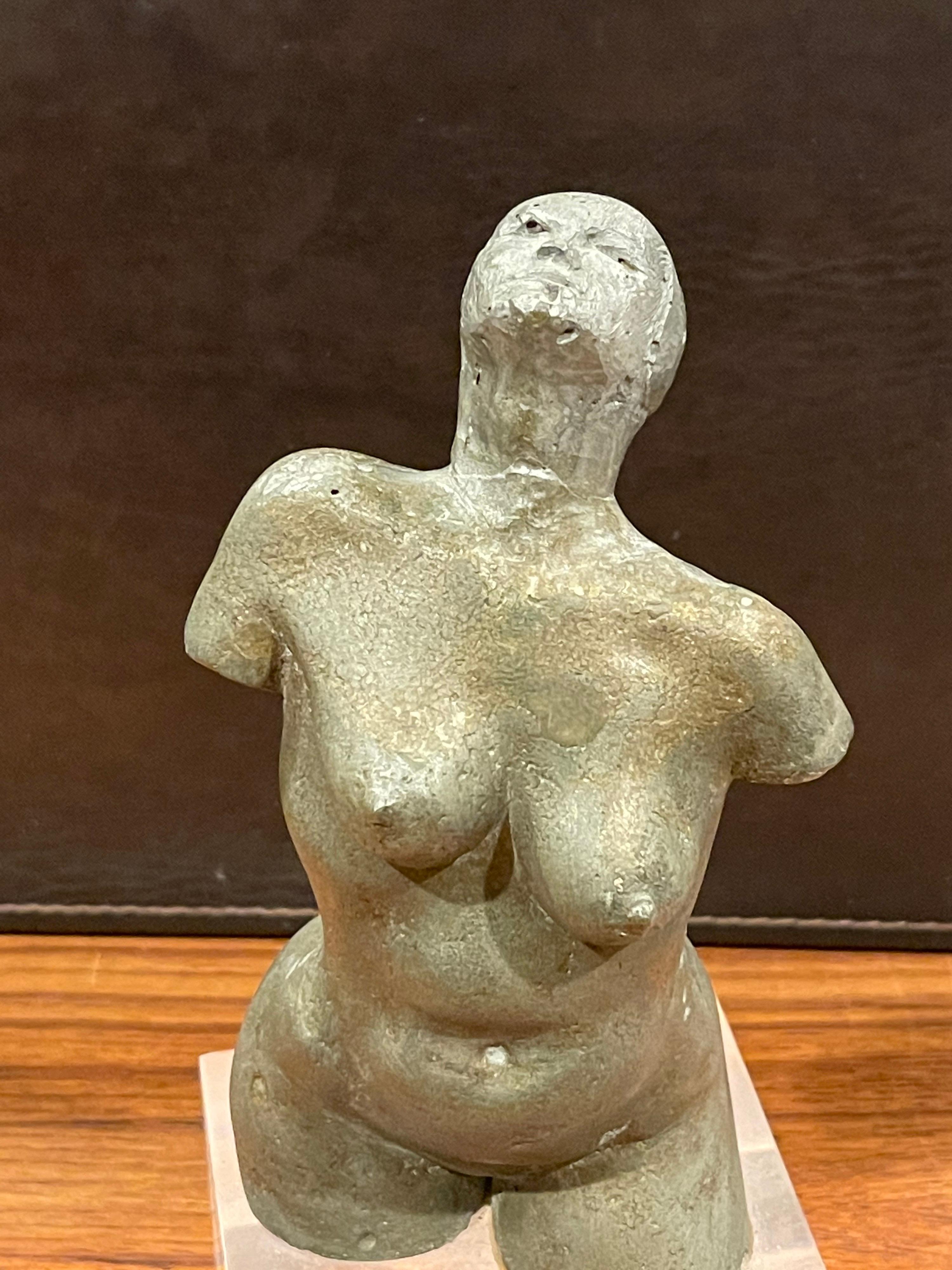 Mid-Century Abstract Nude Sculpture on Lucite Base by Ken Vares 1