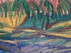 Huile abstraite sur carton du milieu du siècle, Europe, années 1950