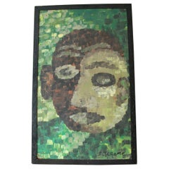 Peinture à l'huile abstraite des droits civiques rare, époque médiévale, 1961