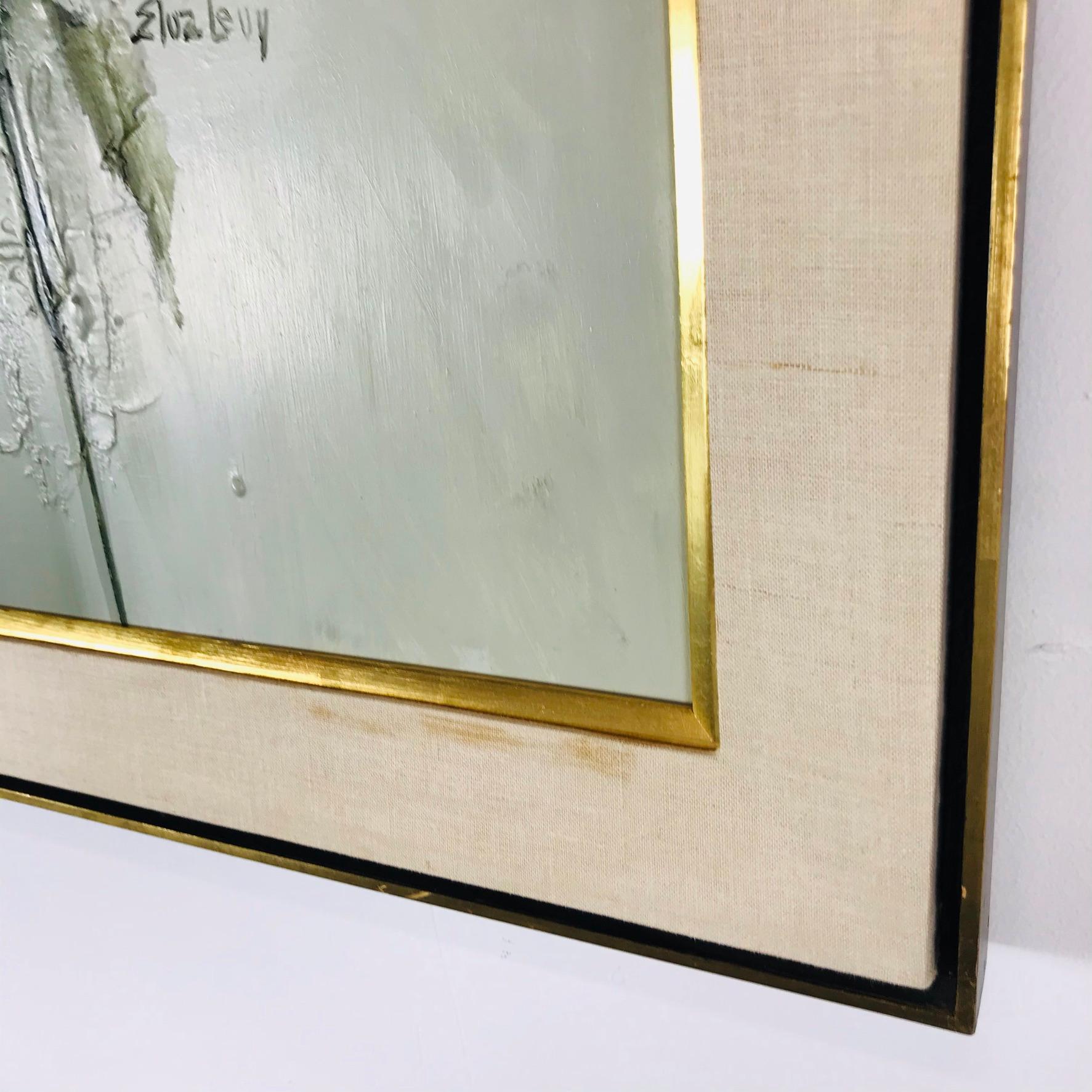 Mid-Century Modern Midcentury Abstract Oil Painting by Elva Levy