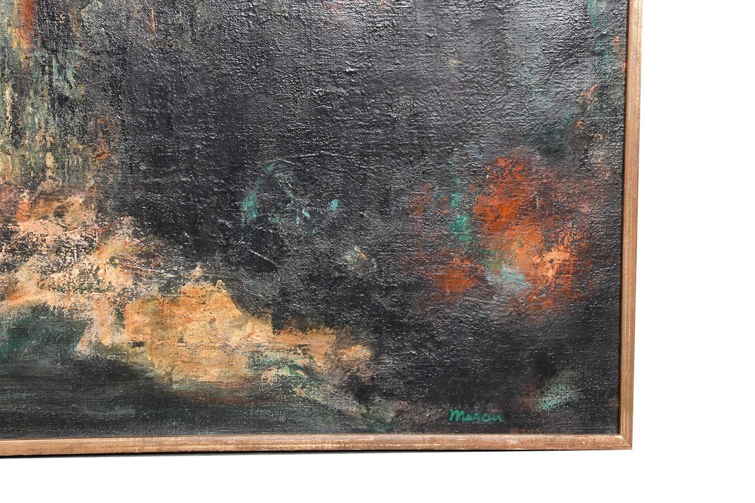 American Mid Century Abstract Oil Painting Expressionist Signed Etta C. Mercur For Sale