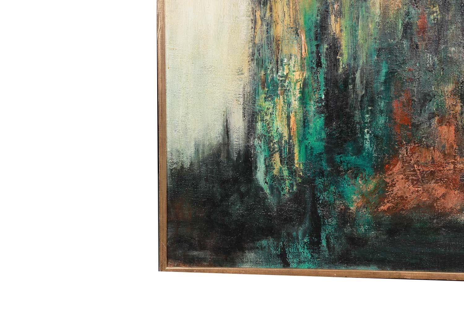 Mid Century Abstract Oil Painting Expressionist Signed Etta C. Mercur In Good Condition For Sale In Baltimore, MD