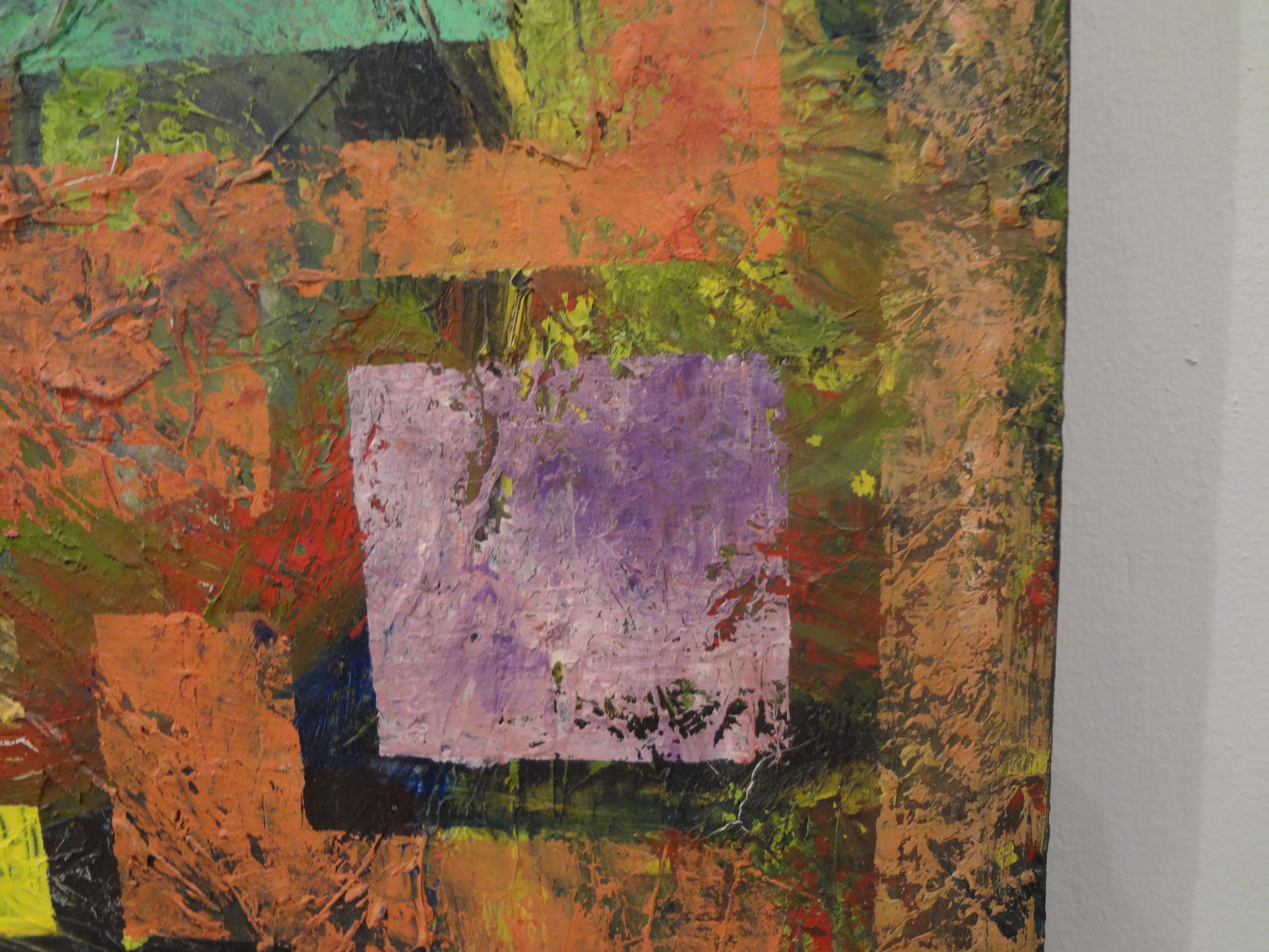 Fine XX secolo Pittura ad olio astratta su tela del Medioevo in vendita