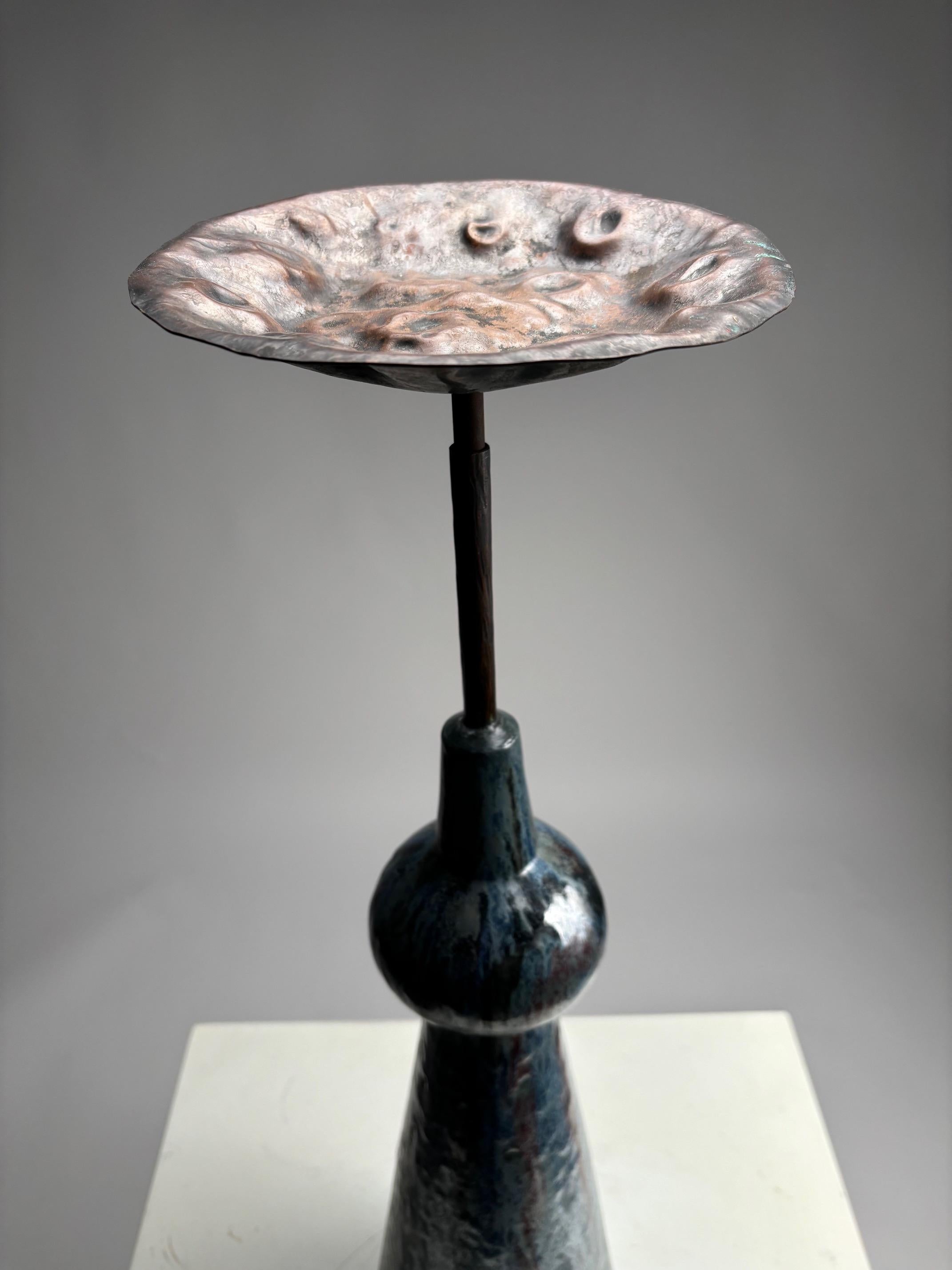 Metal Mid-Century Abstract painted ceramic ashtray table by Minghetti, Italy, 1950s For Sale