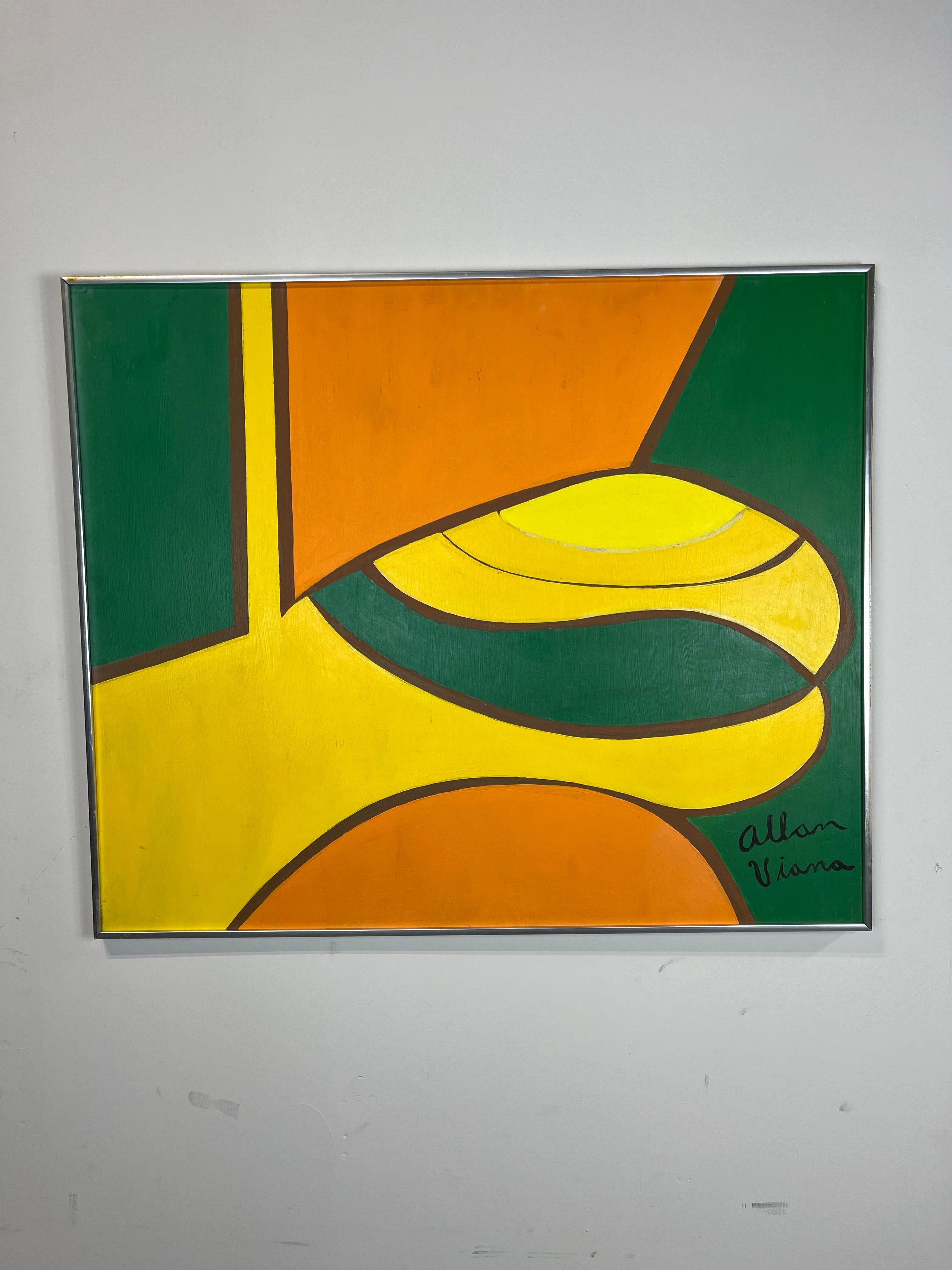Pintura abstracta de mediados de siglo Alan Viana en Bueno estado para la venta en W Allenhurst, NJ