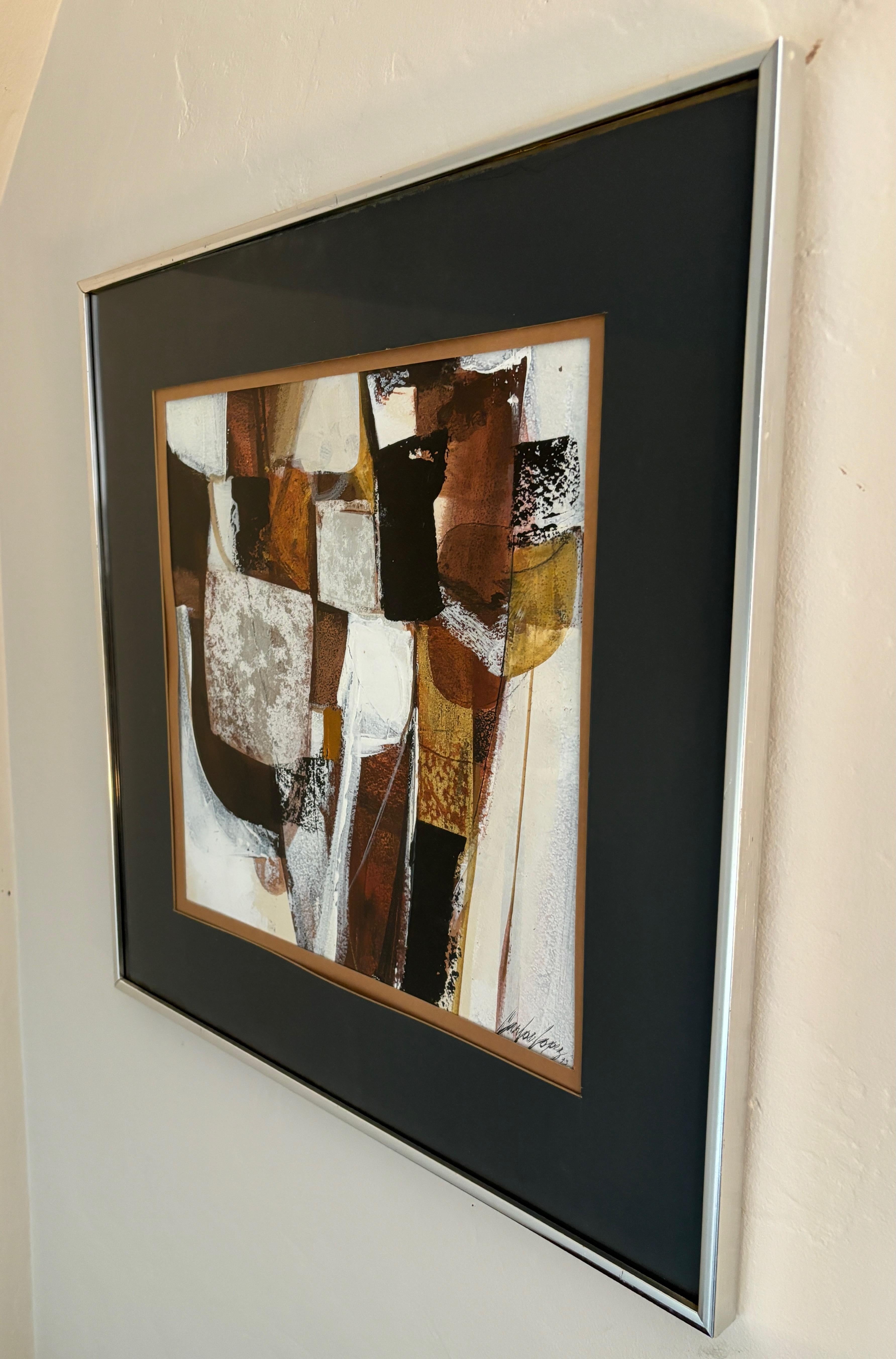 Dipinto a mano Quadro astratto di metà secolo dell'artista californiano Carlos Lopez in vendita