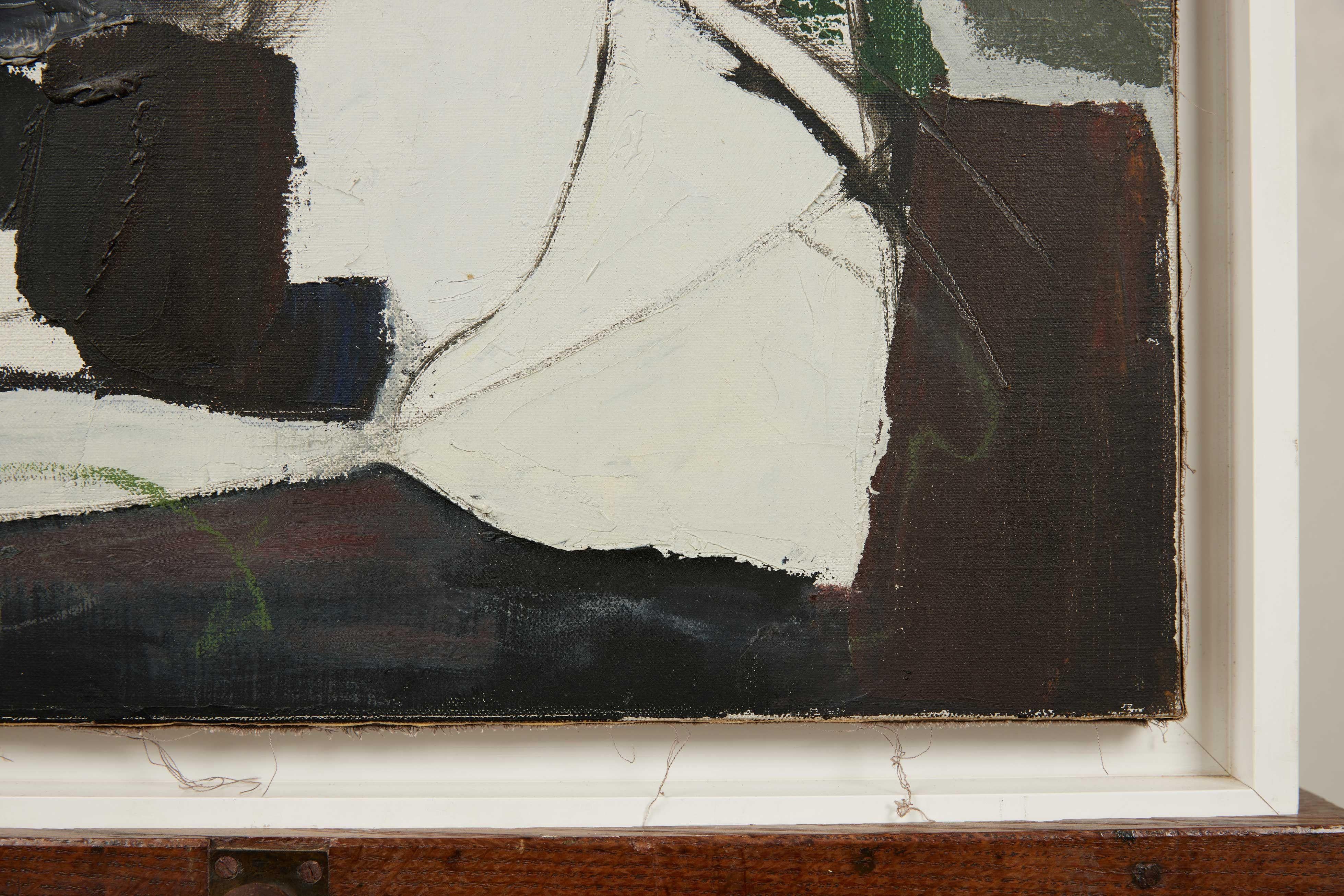 French  Mid Century Modern Abstract Painting by Rene Leidner, France (1921-2004) For Sale