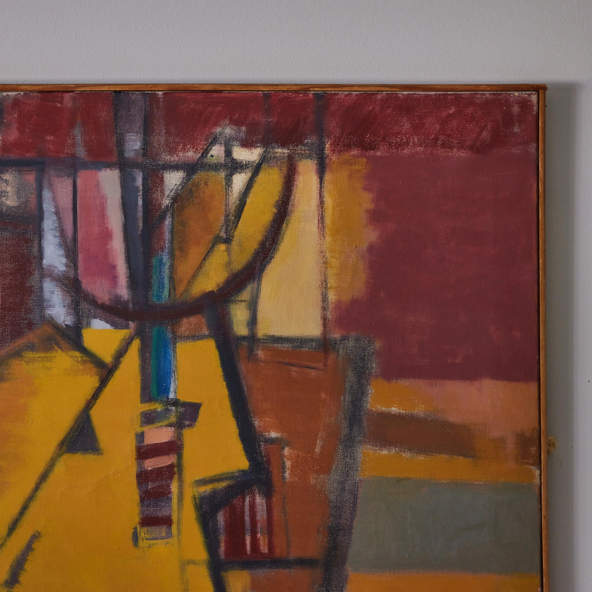Mid Century Abstract Painting In Good Condition For Sale In Los Angeles, CA