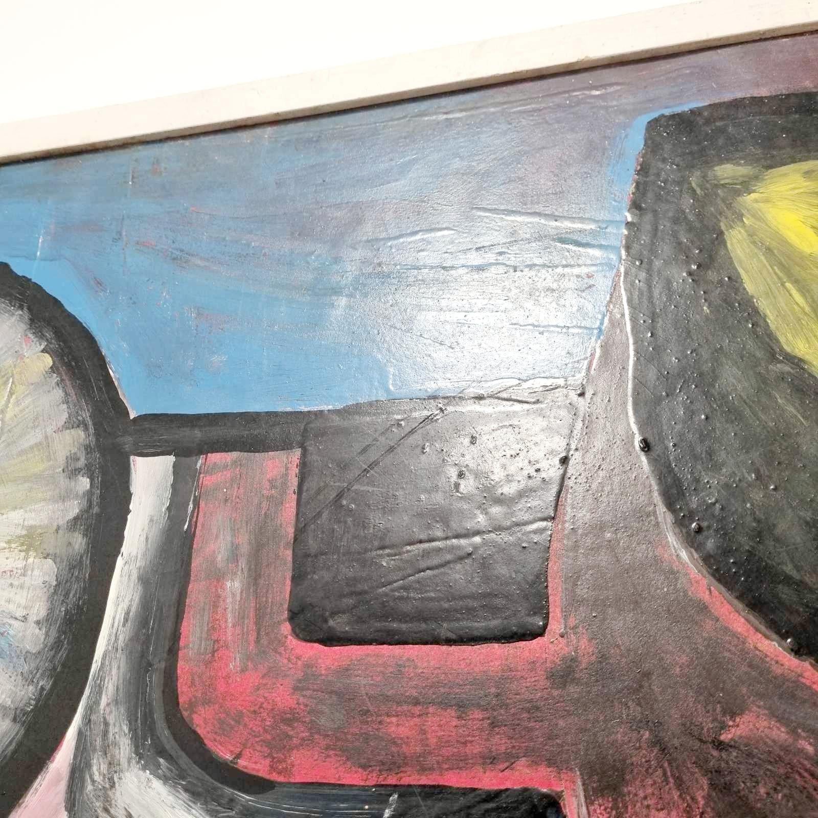 Late 20th Century Mid Century Abstract Painting, Oil on Wood, Original Painting, Italy 1976 For Sale