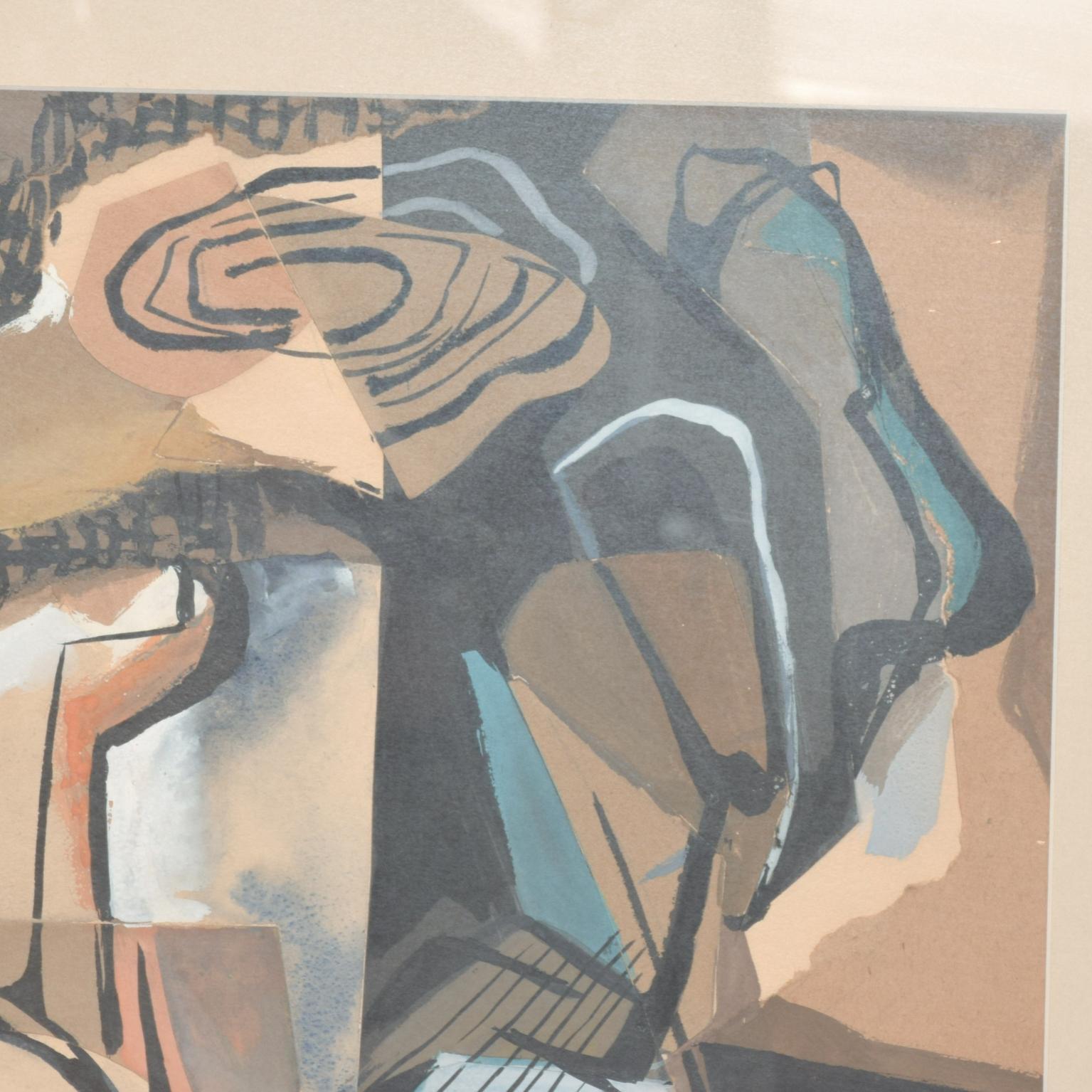 American Modern Art Abstract Painting Pastel on Paper signed E. Bowmann 1990s For Sale
